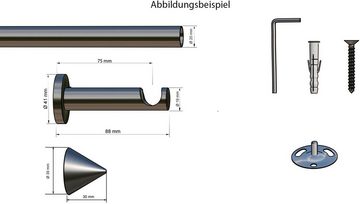 Gardinenstange Calais, indeko, Ø 20 mm, 1-läufig, Wunschmaßlänge, verschraubt, Komplett-Set inkl. Montagematerial