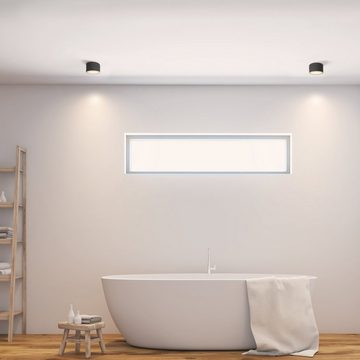 SSC-LUXon Aufbauleuchte CELI-WX Bad Aufbaustrahler rund schwarz IP44 mit LED GX53 dimmbar 6,5W, Warmweiß