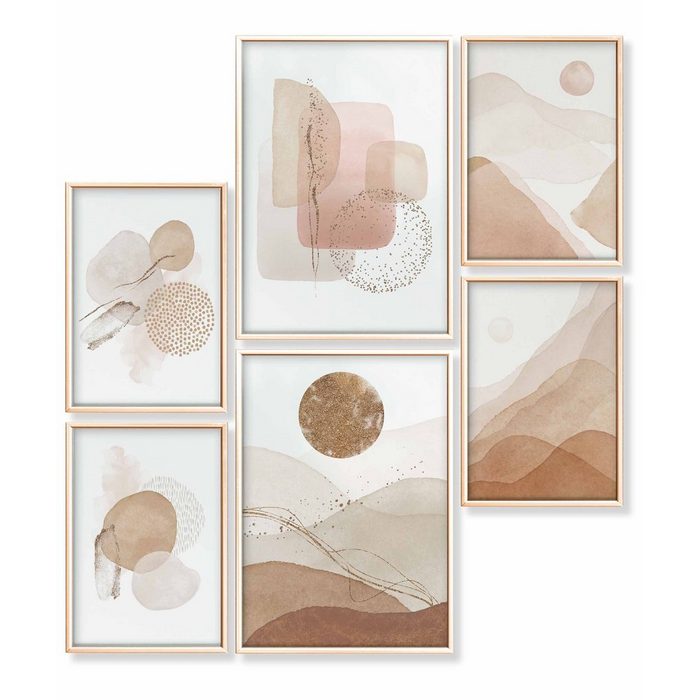 Heimlich Poster Set als Wohnzimmer Deko Bilder DINA3 & DINA4 Abstrakt Aquarell III Abstrakt