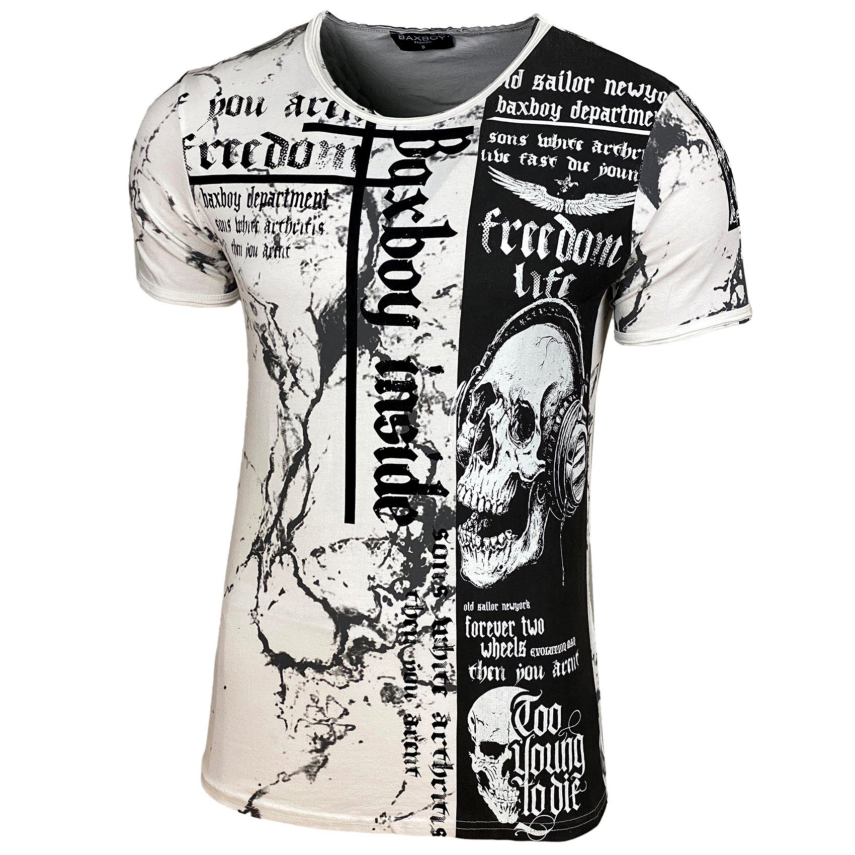 Baxboy T-Shirt Baxboy T-Shirt mit coolem Freedom Allover-Print B-116