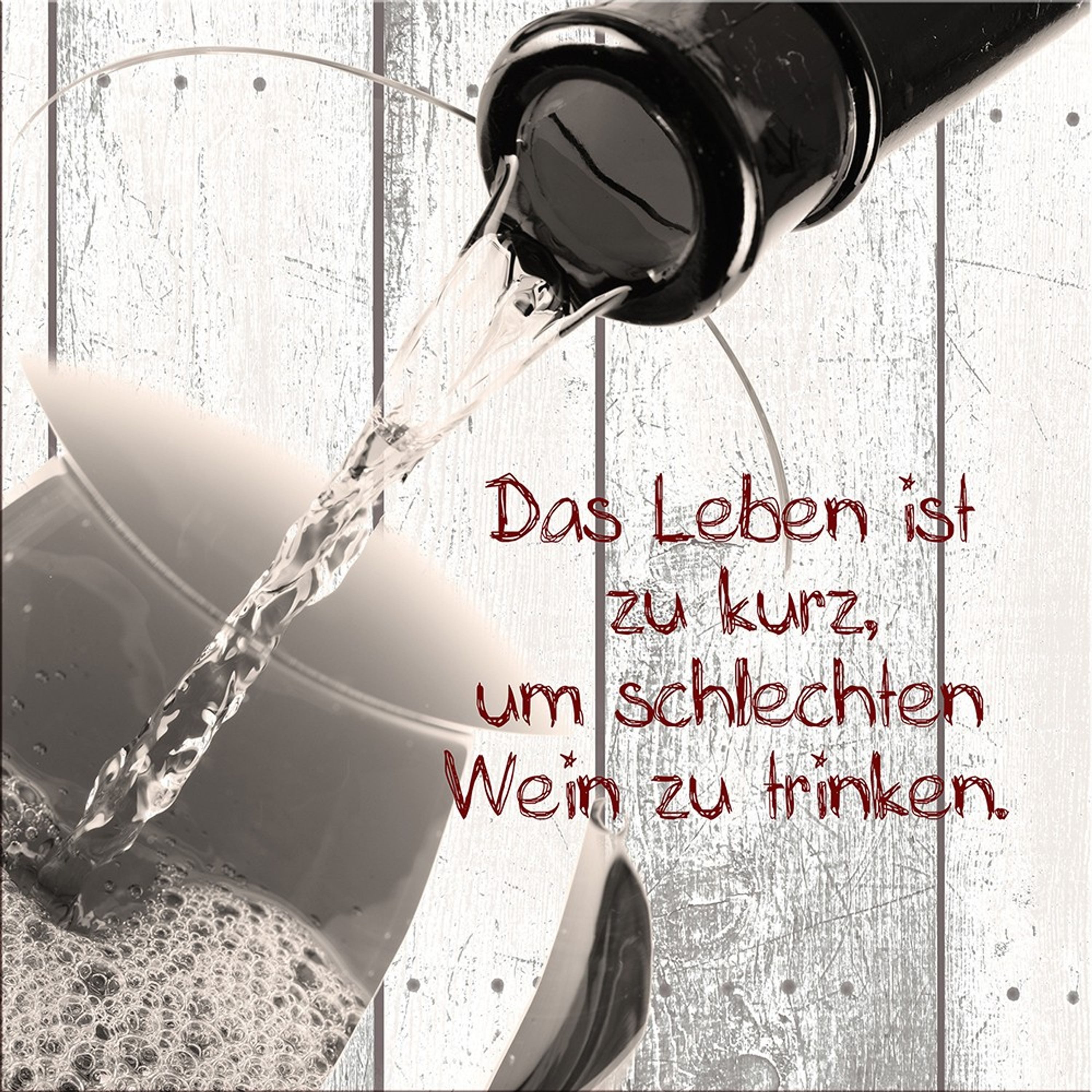 artissimo Deco-Panel Bild 30x30 cm Küche/ Wandbild klein leicht / Küchenbild modern vintage, Spruchbild Küche: Wein I