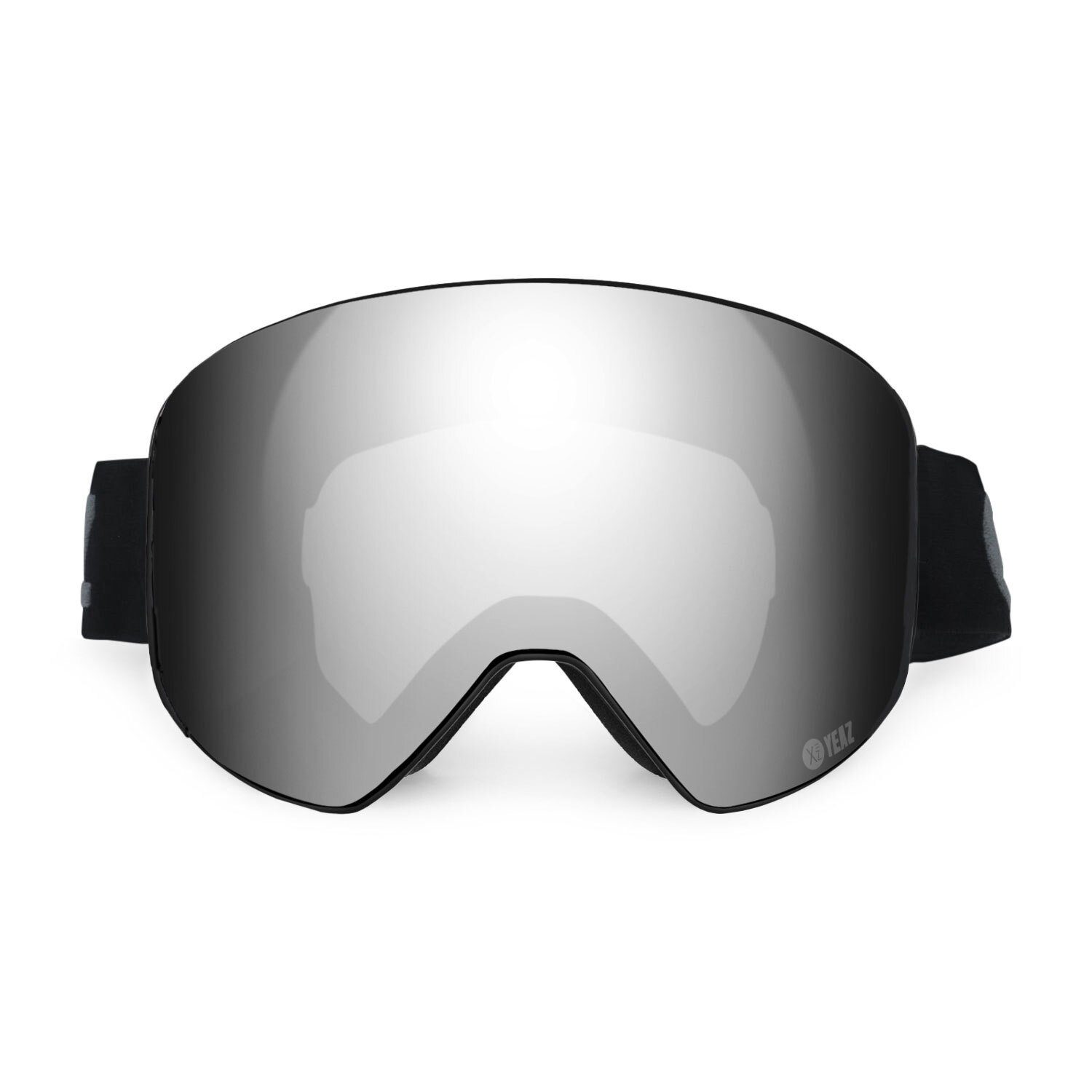 YEAZ Skibrille APEX Magnet-Ski-Snowboardbrille silber, Magnet-Wechsel-System für Gläser, silber/schwarz