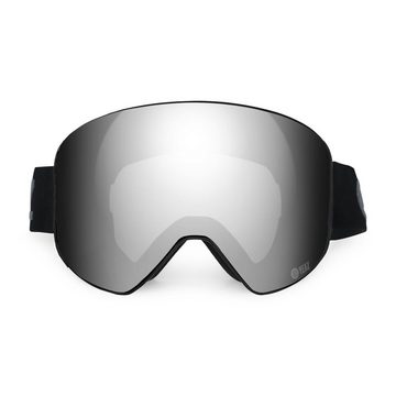 YEAZ Skibrille APEX magnet-ski-snowboardbrille silber, Magnet-Wechsel-System für Gläser, silber/schwarz