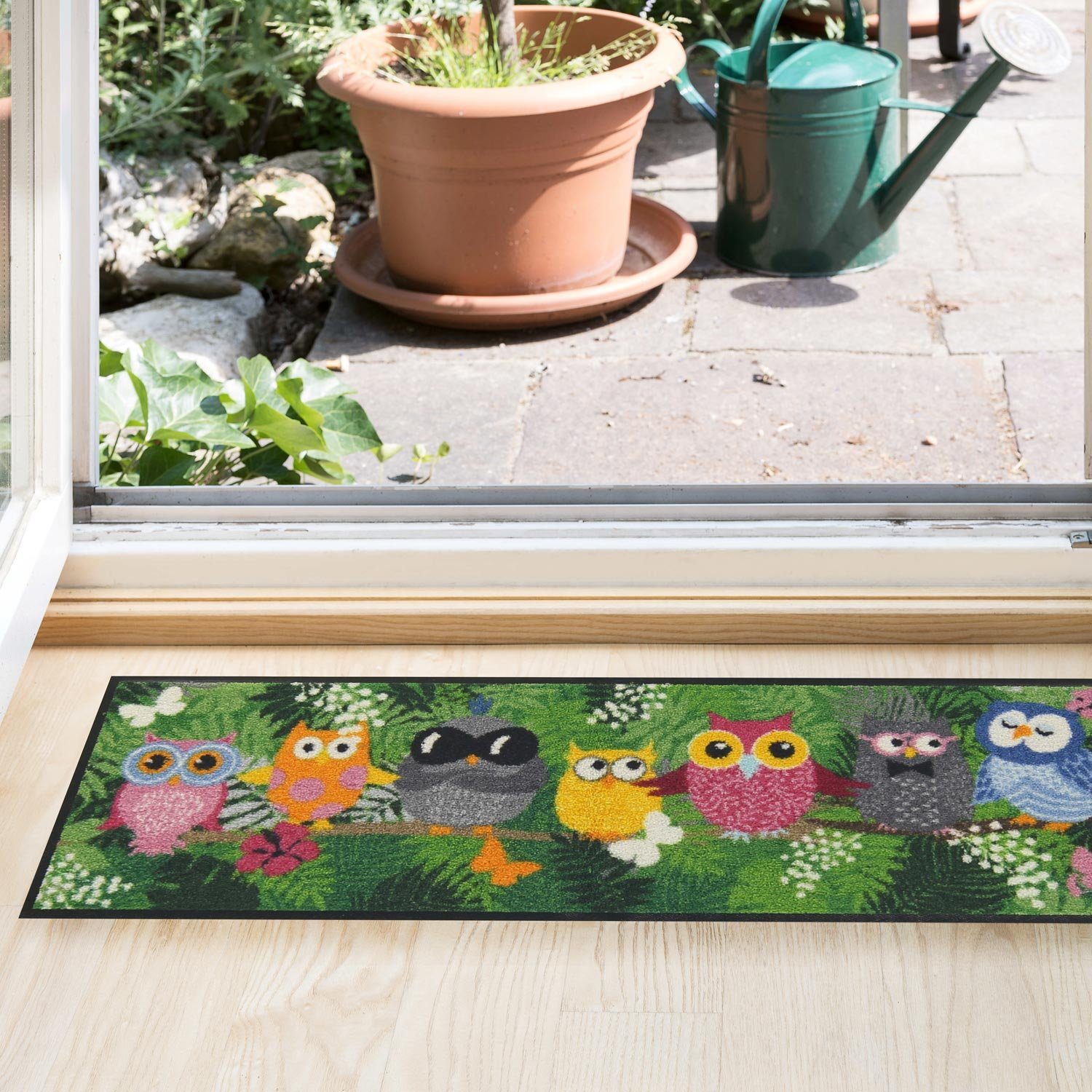 Salonloewe Läufer Läufer klein 30x100 Dschungeleulen grün, Läufer klein, Höhe: 300 mm