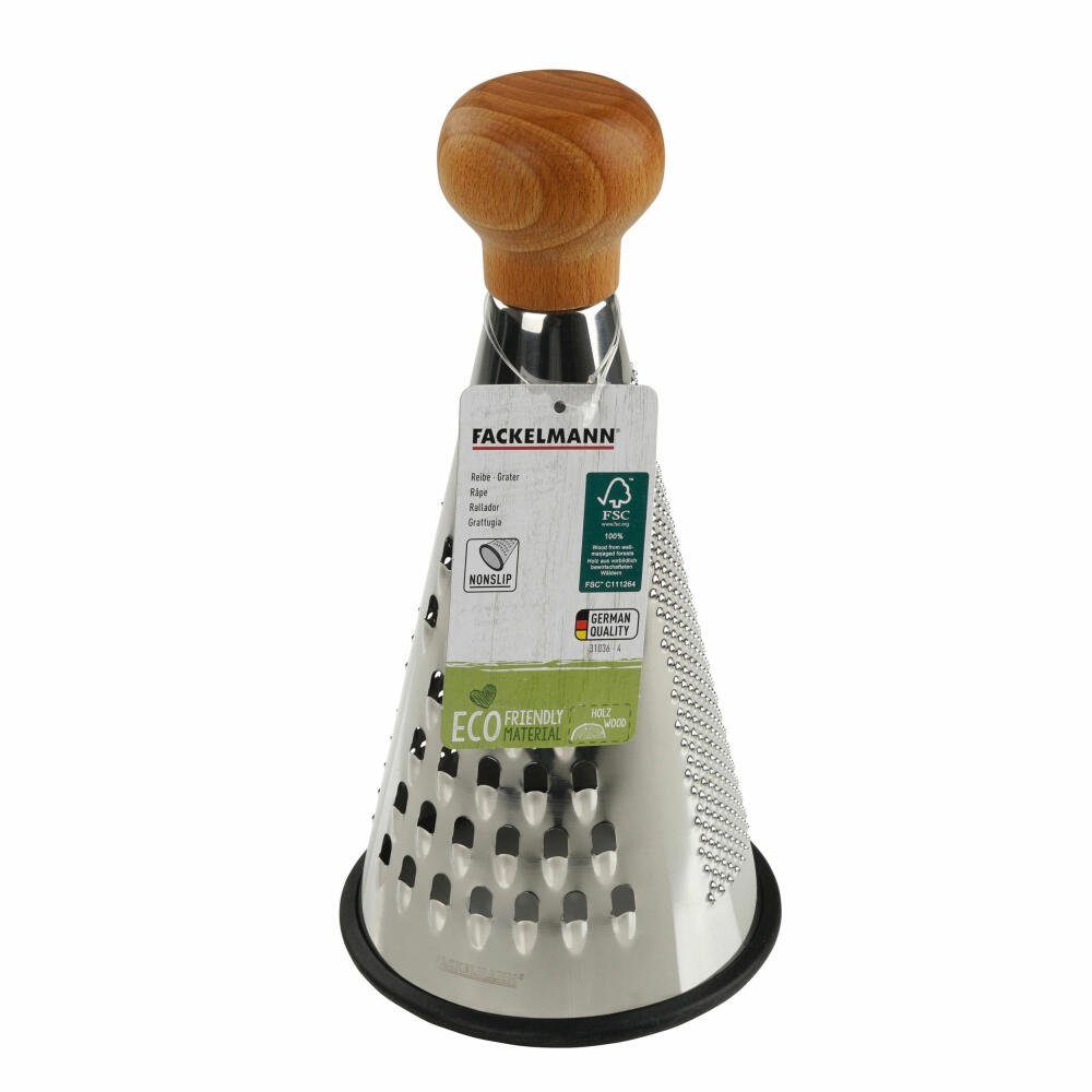 FACKELMANN Multireibe Eco Nature konisch 23 cm, Edelstahl, Holz
