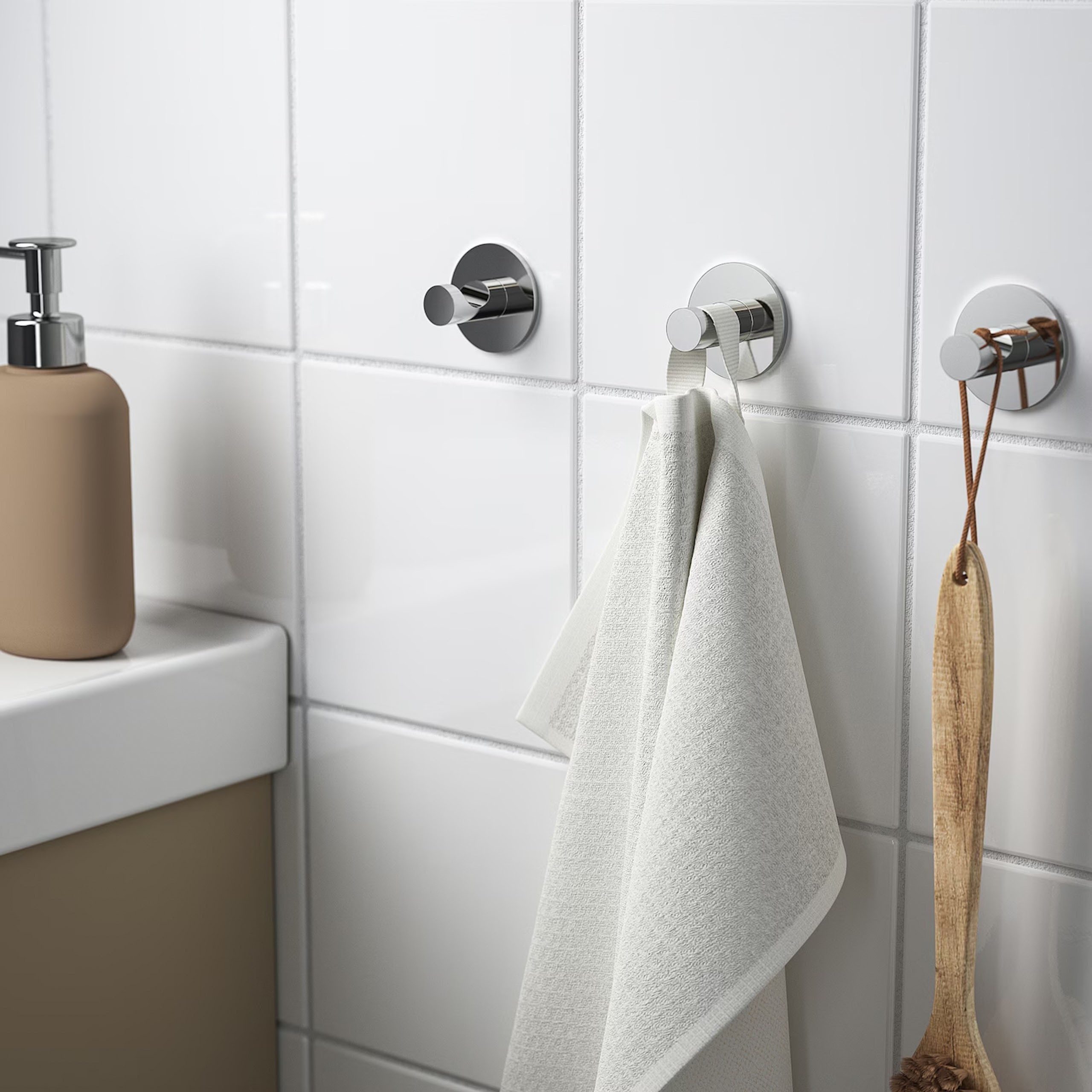 IKEA Wandhaken SKOGHALL Chrom selbstklebende Haken, Badezimmerhaken 3 Stück IKEA