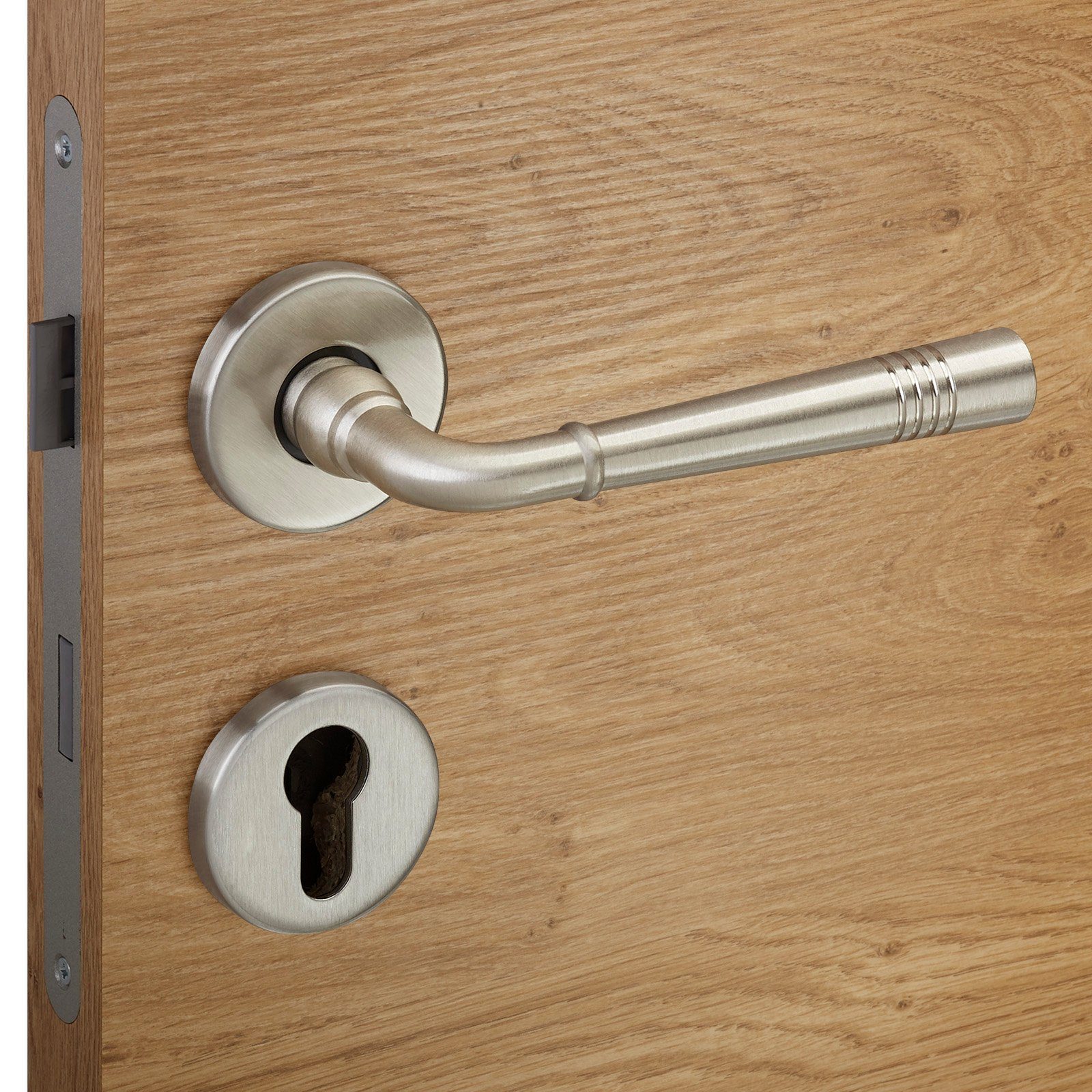 SO-TECH® Drückergarnitur Türdrücker FREJA Rosettengarnitur, Profilzylinder Türgarnitur für Eingangstür Edelstahloptik