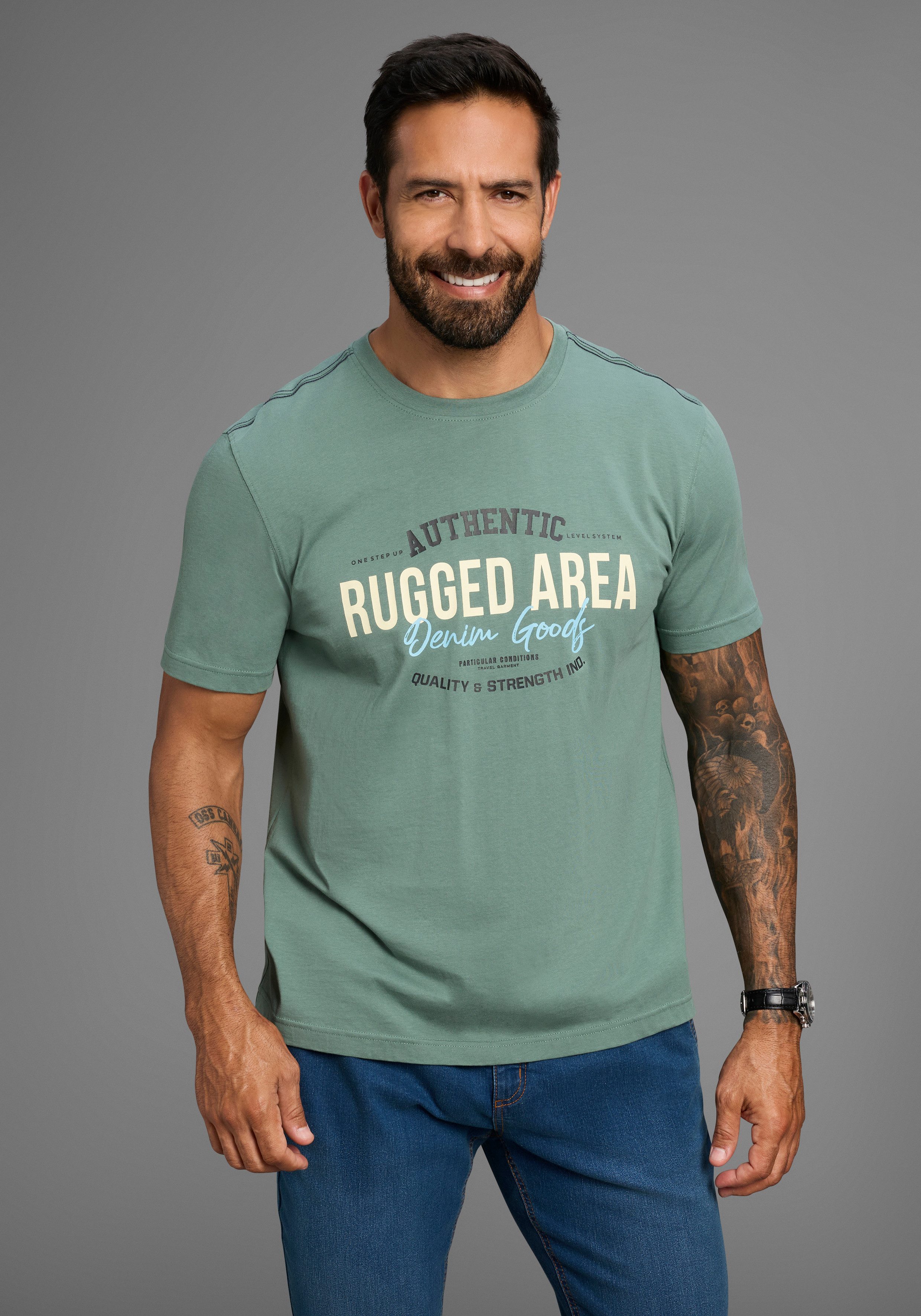 Man's World T-Shirt Kurzarm, Regular Fit, mit Print, Rundhalsausschnitt