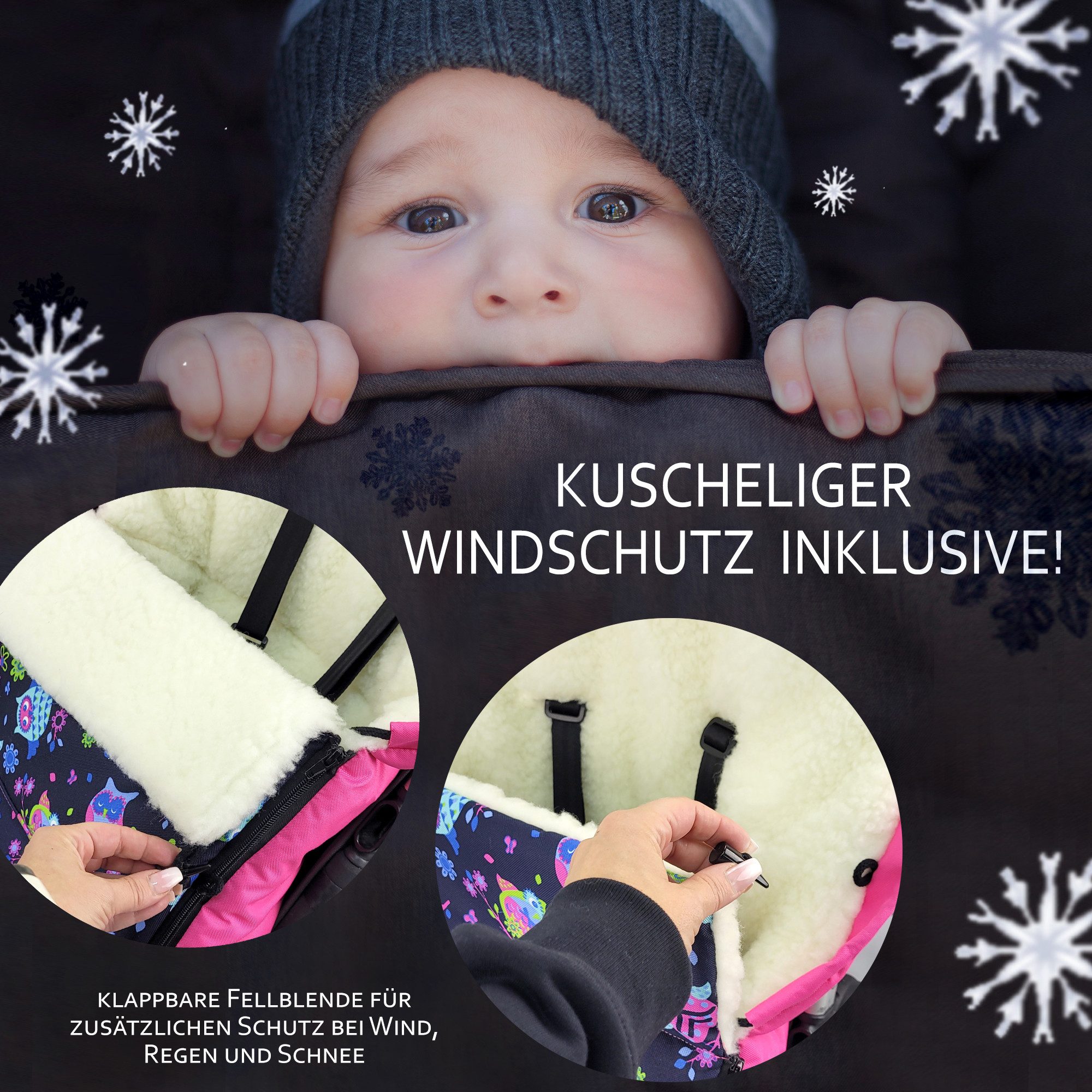 BambiniWelt by Rafael K. Fußsack Winterfußsack Babyfußsack Fußsack Kinderwagen Wolle universal 90cm – Bild 4 von 5