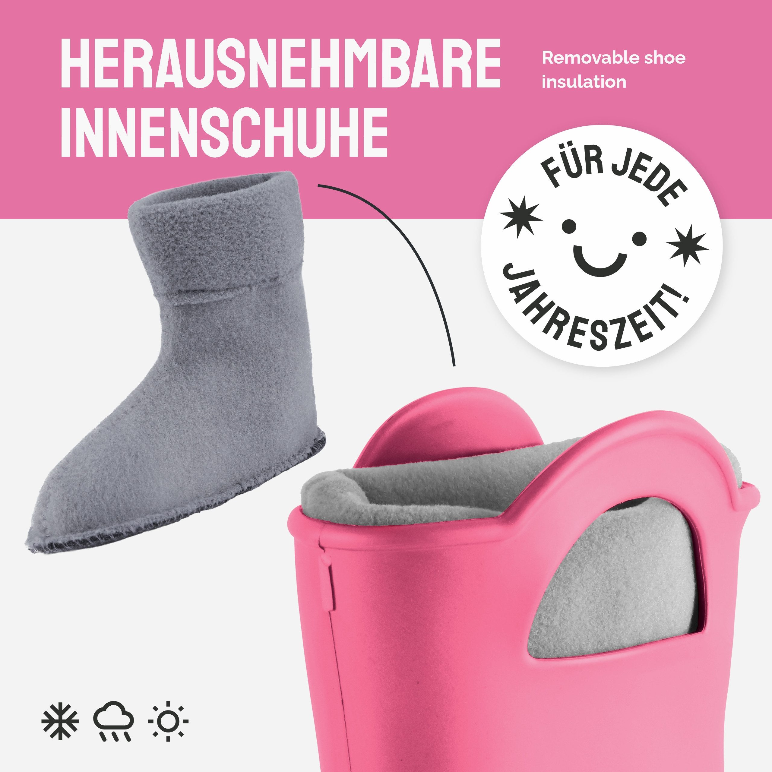 Ladeheid EVA Regenstiefel LA-CA-12 federleichte Regenschuhe Damen Gummistiefel mit herausnehmbares Innenfutter
