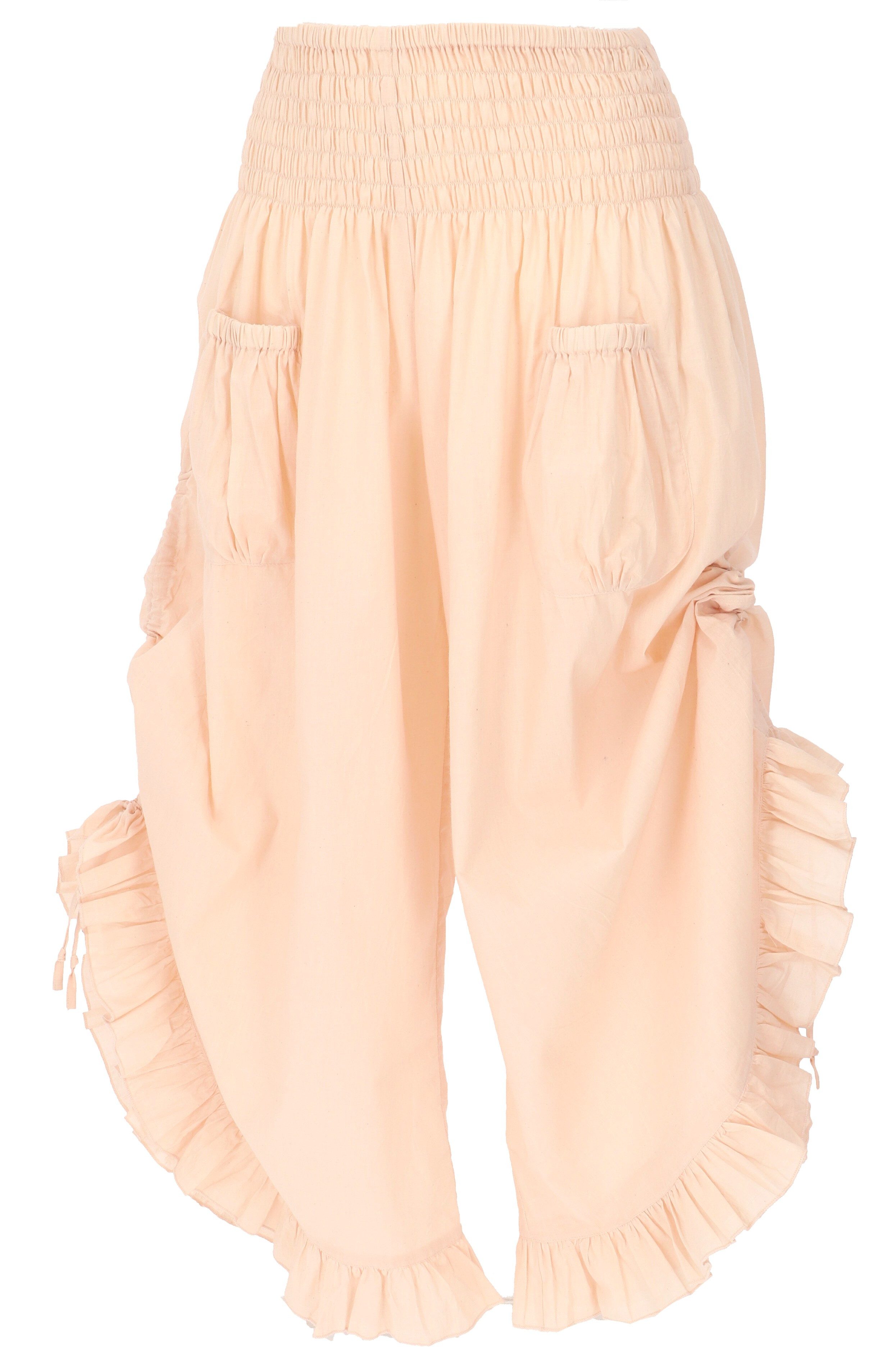 Guru-Shop Relaxhose Weite Hose mit Rüschen aus Baumwolle, Boho Hose.. alternative Bekleidung