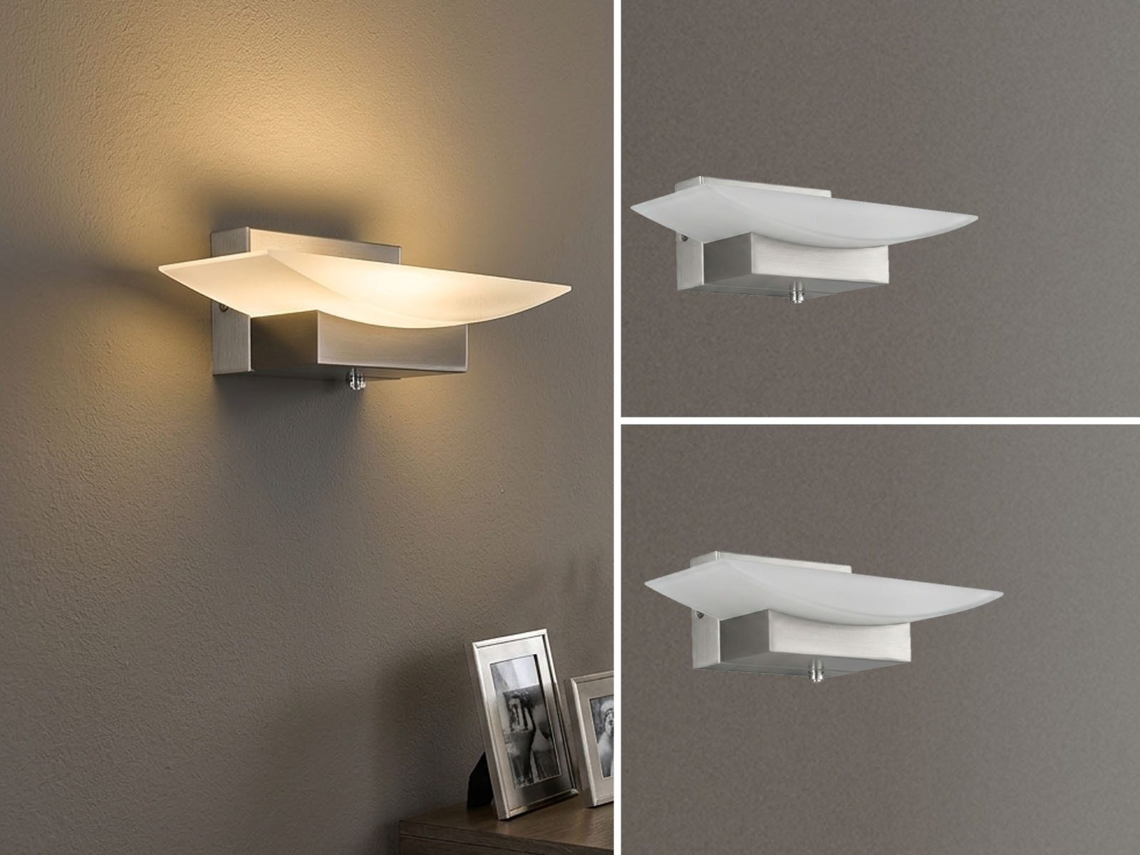 FISCHER & HONSEL LED Wandleuchte dimmbar & CCT Lichtfarbe, Breite 20cm, dimmbar, LED fest integriert, Warmweiß, Neutralweiß, 2er SET mit Schalter, Wandbeleuchtung innen & Nachttisch-Lampe Wand