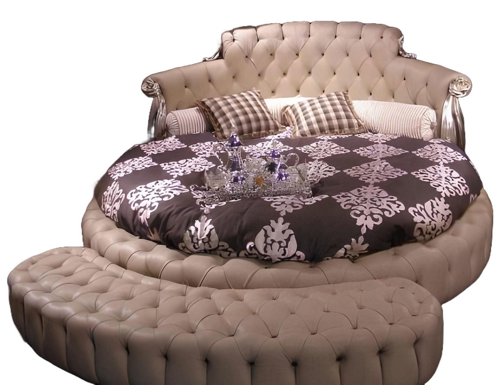 Xlmoebel Rundbett Rundes Lederbett mit modernem Design für elegantes Schlafzimmer (1-tlg., Rund Bett), Hergestellt in Europa