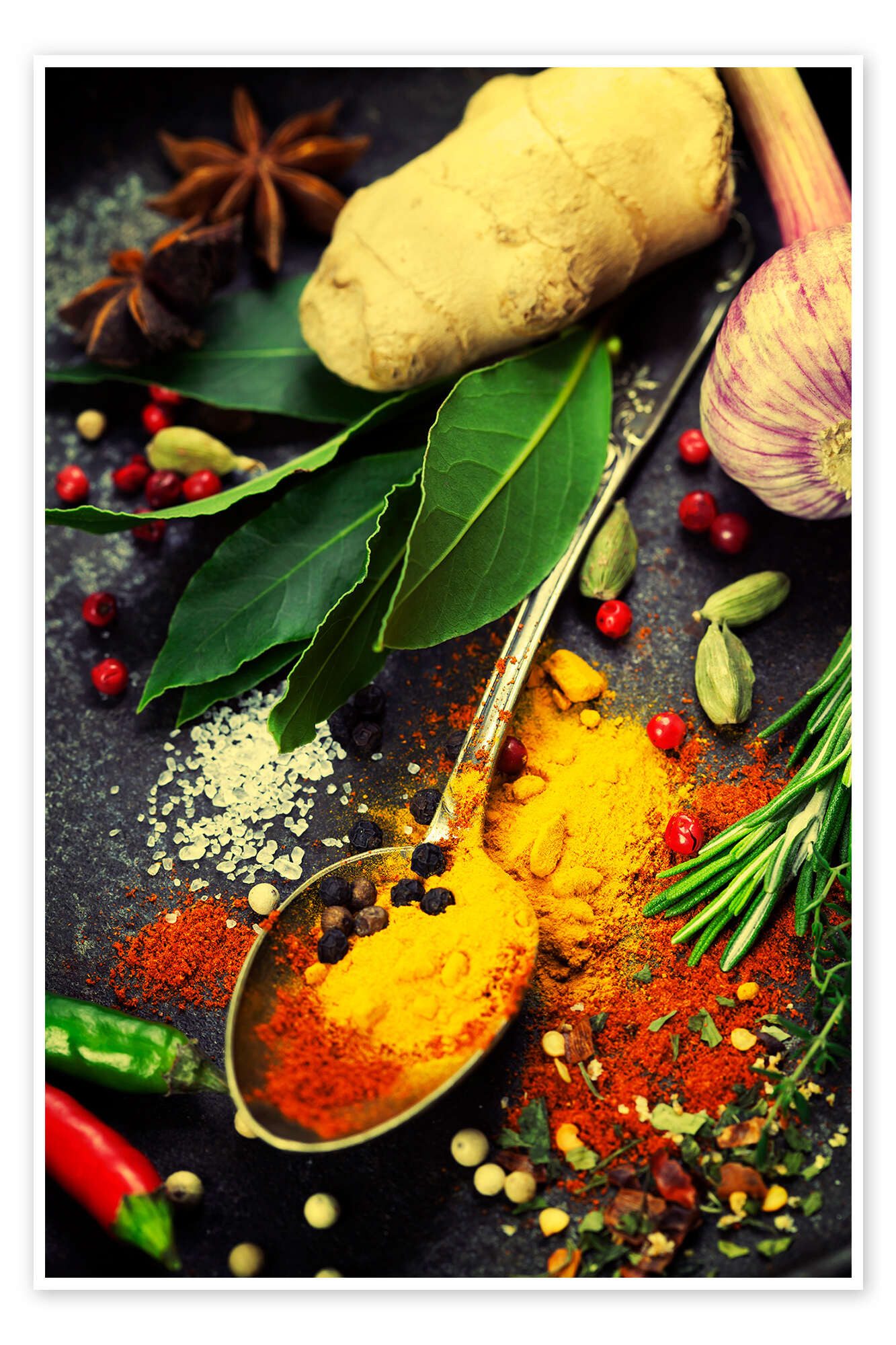 Posterlounge Wandbild Bunte Gewürze, Food Photography Collection, erhältlich als Poster, Leinwandbild, Wandsticker oder Acrylglasbild