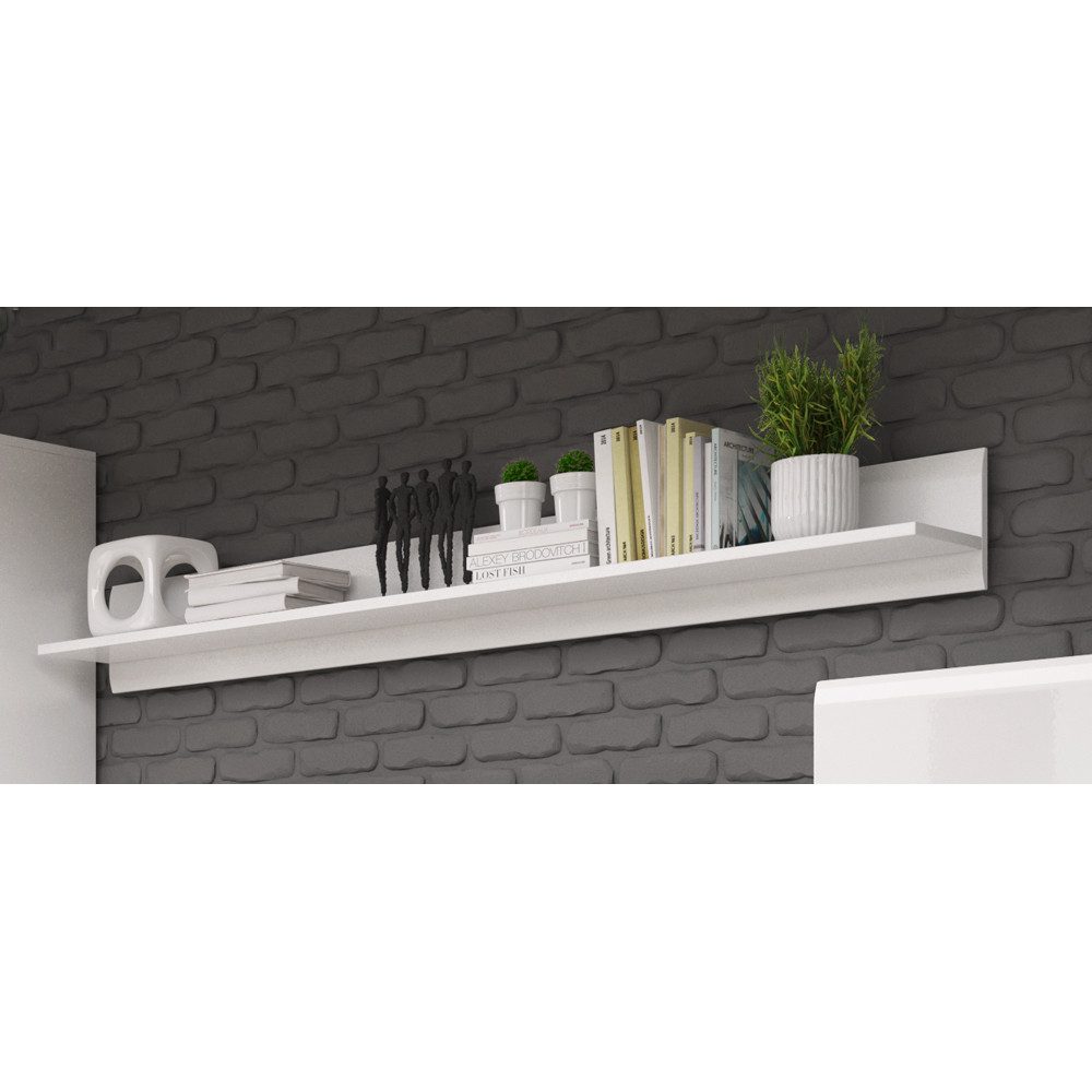 Lomadox Wandregal TURDA-83, Wandboard Regal weiß Hochglanz 160x22x23 cm günstig online kaufen