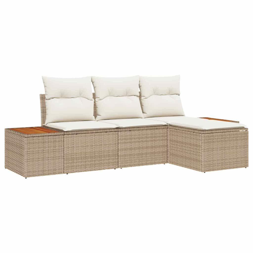 vidaXL Loungesofa Gartensofa-set 4 Stk. Beige und Creme Poly Rattan, 4 Teile