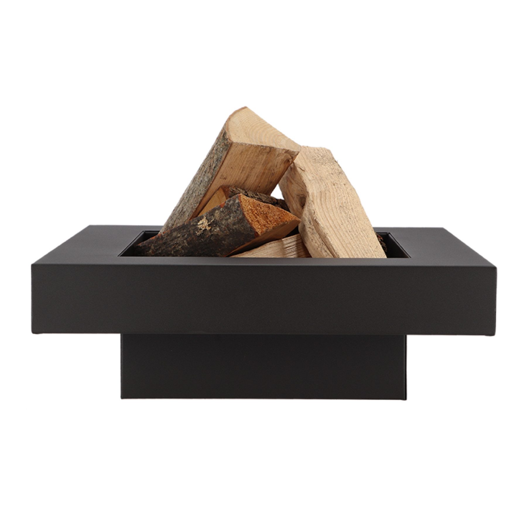 esschert design Feuerschale Feuer Schale schwarz eckig quadratisch modern Korb Stelle Metall Ofen, (Feuerschale)