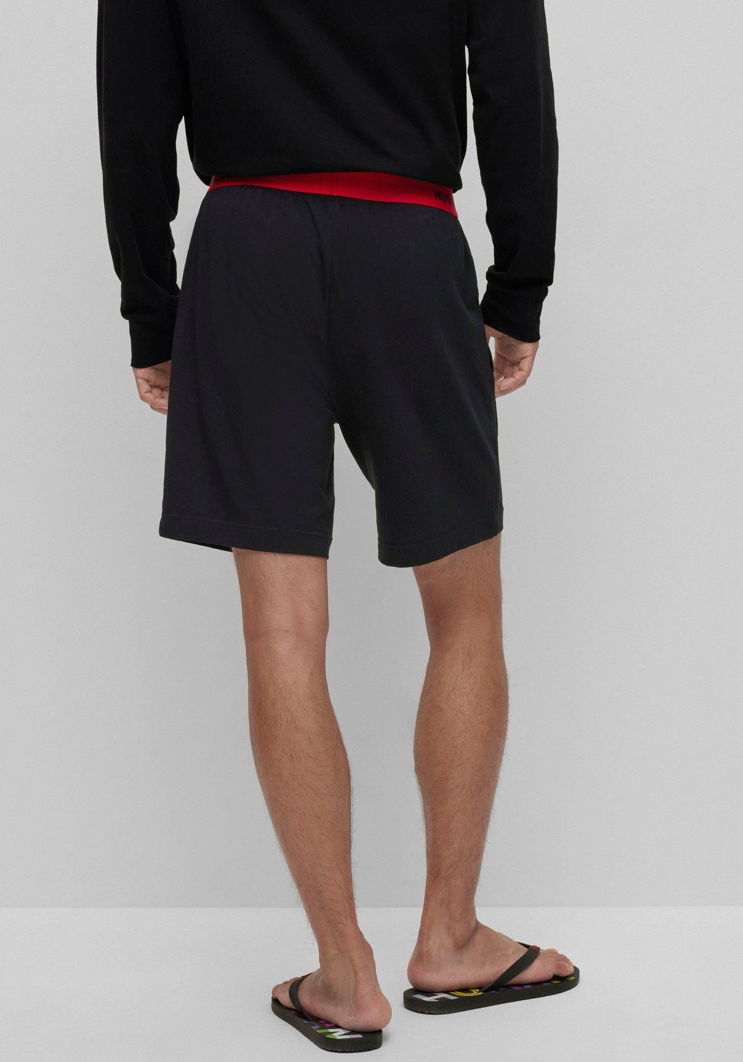 HUGO Pyjamashorts mit black 001 Logo-Wäschebund
