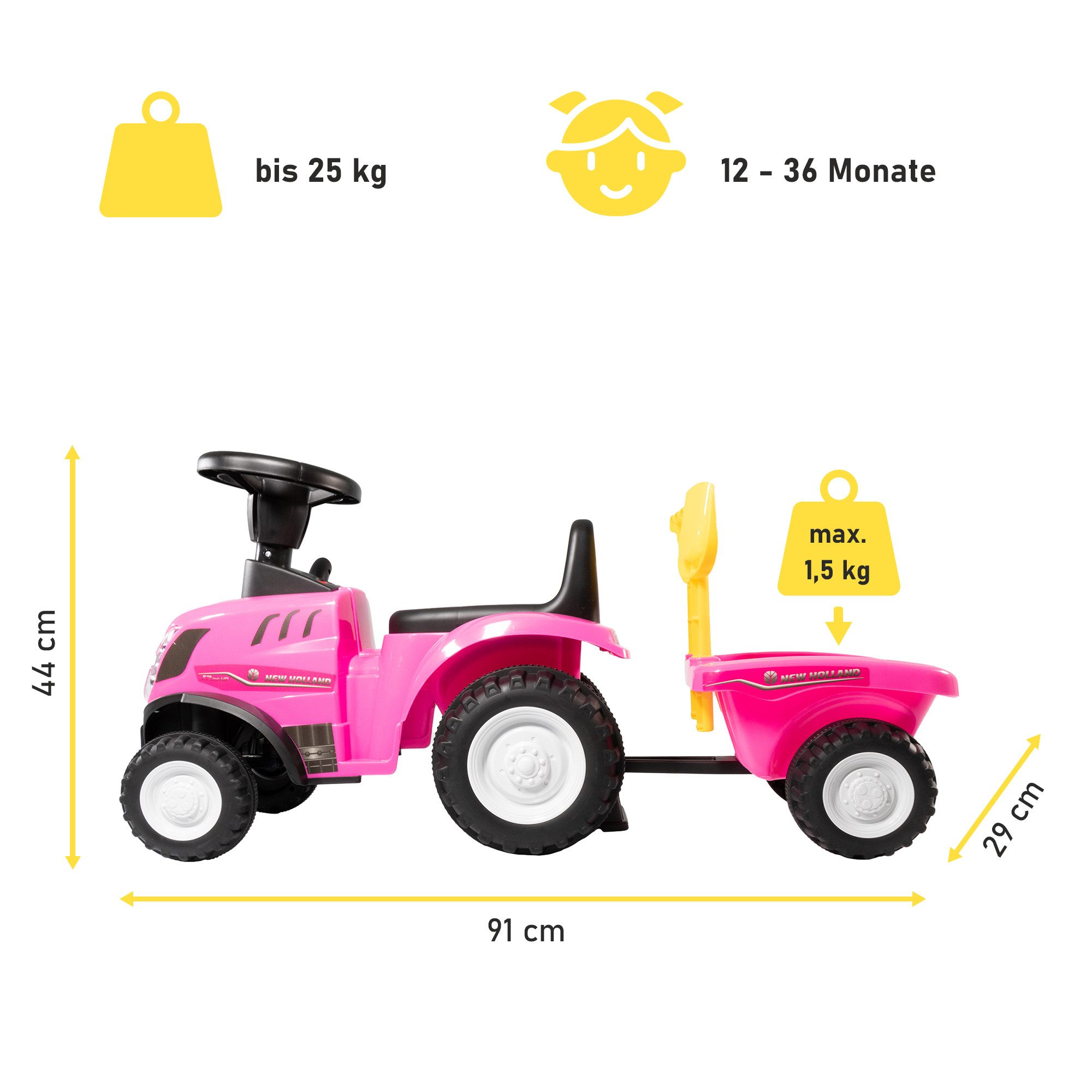 Lemodo Rutscherauto Rutscherauto Traktor mit Anhänger und Zubehör, für Kinder im Alter von 12 - 36 Monaten geeignet – Bild 3 von 5