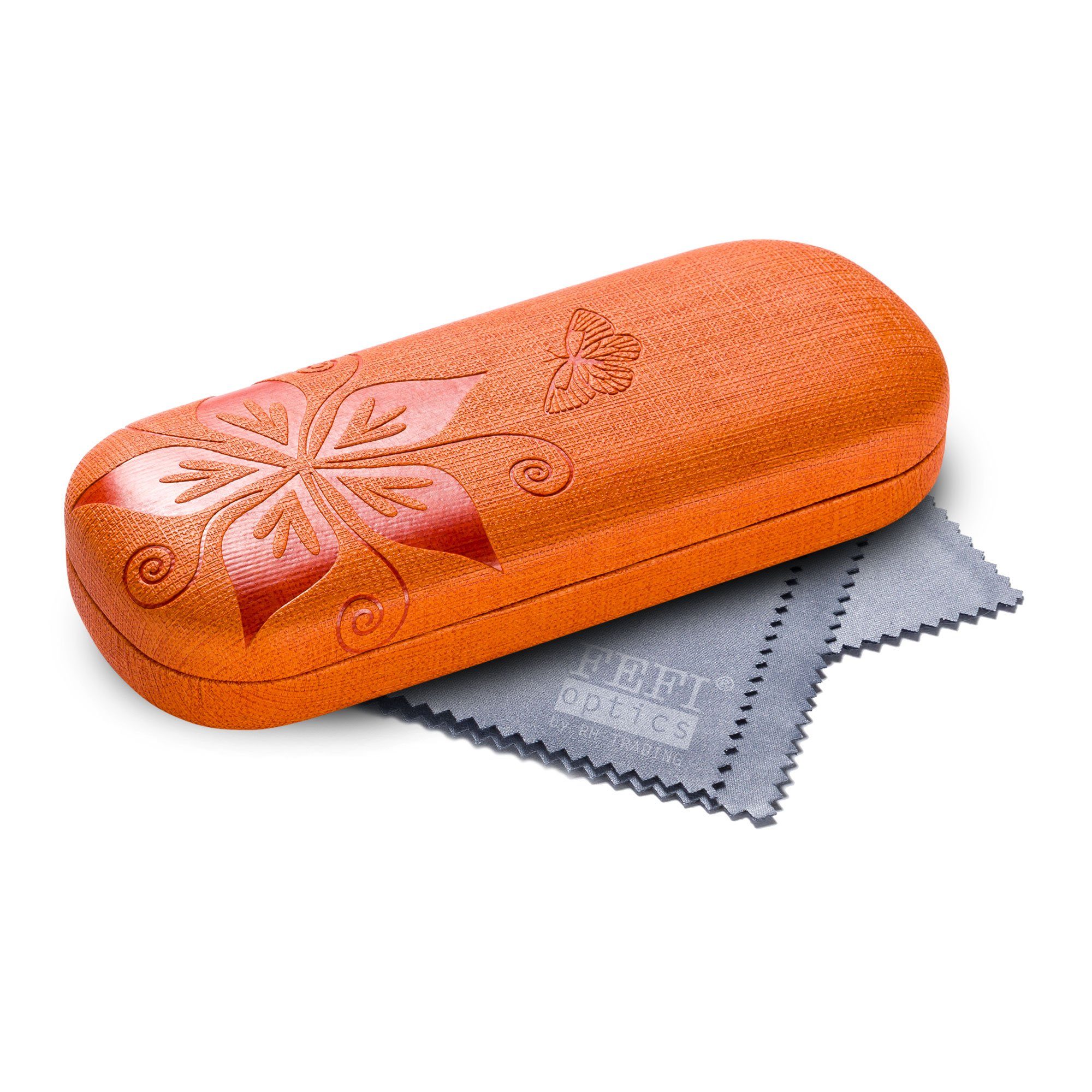 FEFI Brillenetui NATURE in geprägtem Blumen-Design (Hardcase), inklusive Mikrofasertuch