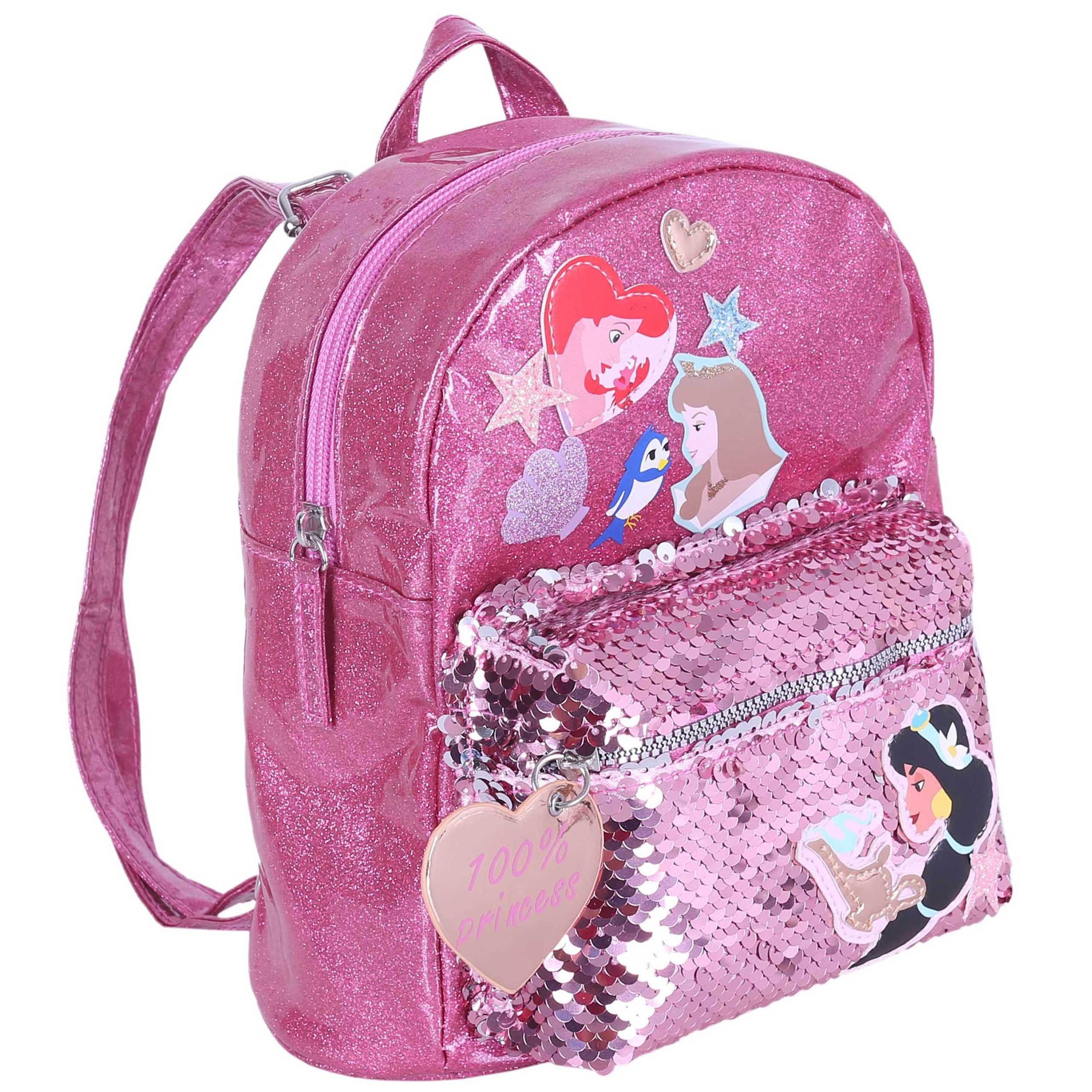 Disney Princess Schulrucksack DISNEY Prinzessinnen glänzender Rucksack für Mädchen, 22 x 10 x 19 cm – Bild 3 von 5