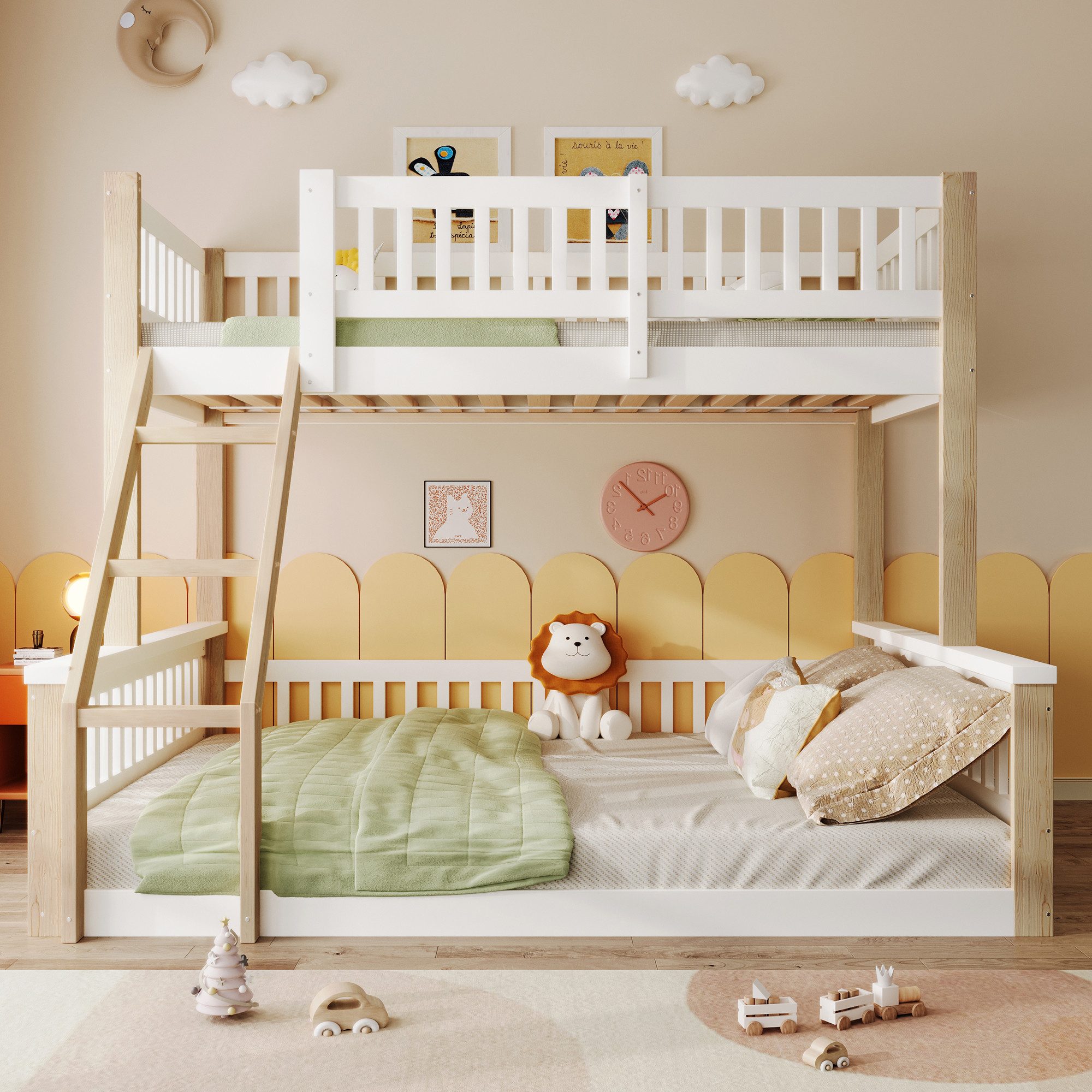 STILVORA Etagenbett 90/140x200 mit Sicherheitsgeländer,Jugendbett Holzbett günstig online kaufen