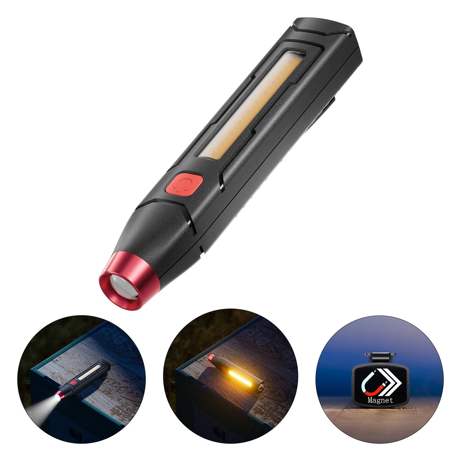LED Taschenlampe USB-C Aufladbarer LED-Keychain Taschenlampen 200LM mit Magnet
