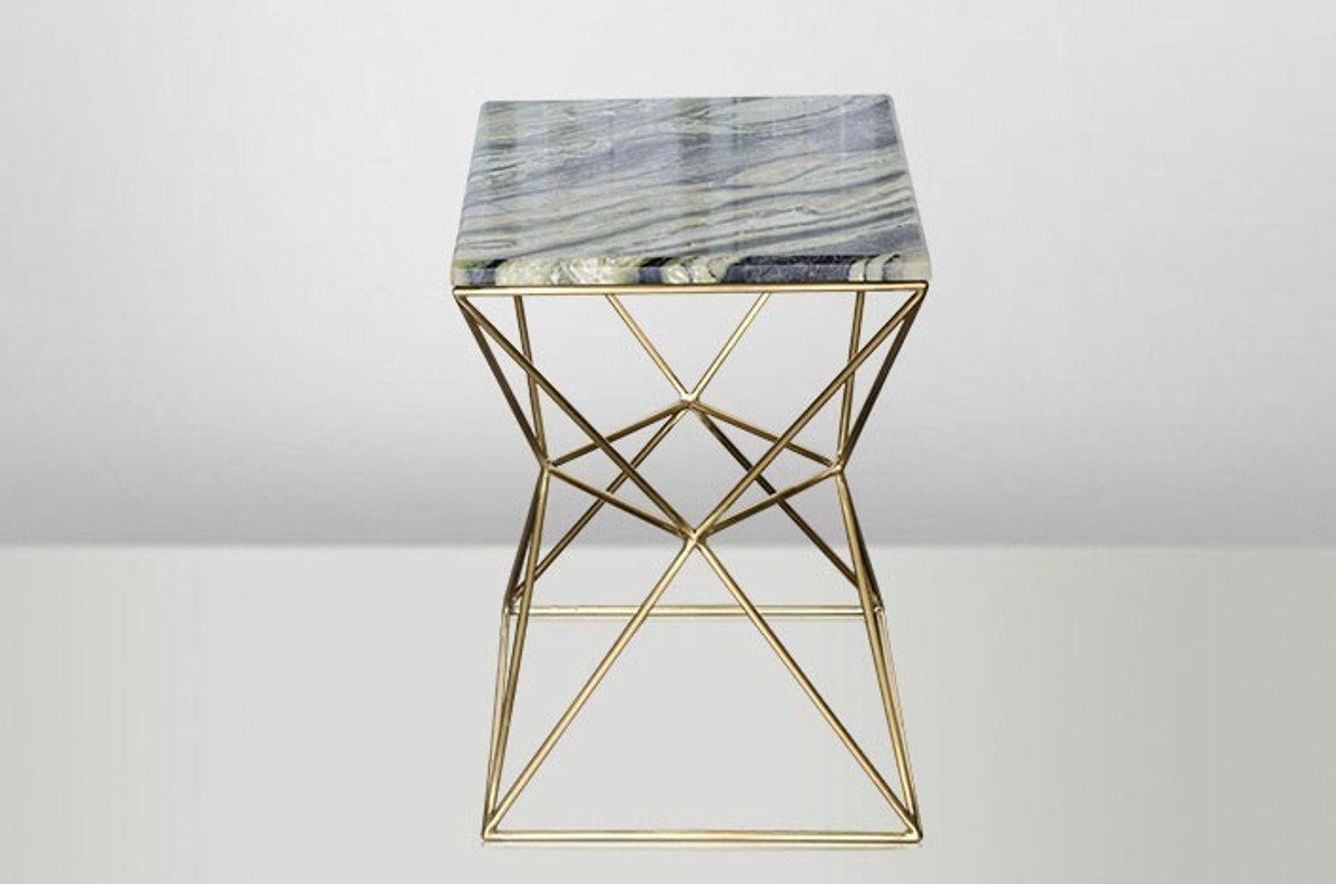 Casa Padrino Beistelltisch Art Deco Beistelltisch Gold Metall / Marmor 35 x 35 cm- Jugendstil Tisch - Möbel Blumentisch