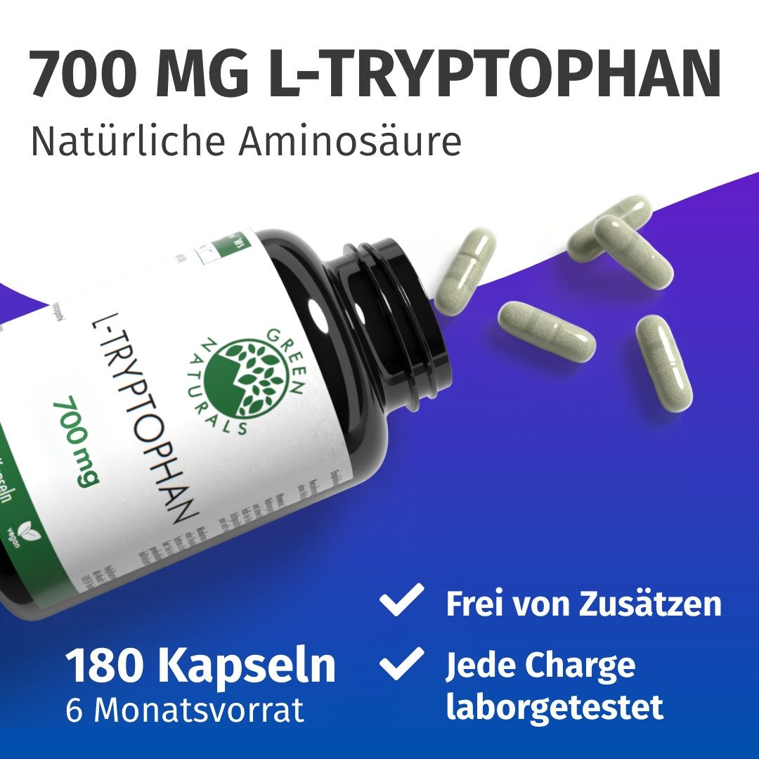 Green Naturals L-Tryptophan 700mg Hochdosis vegan KAP, 148.0 g