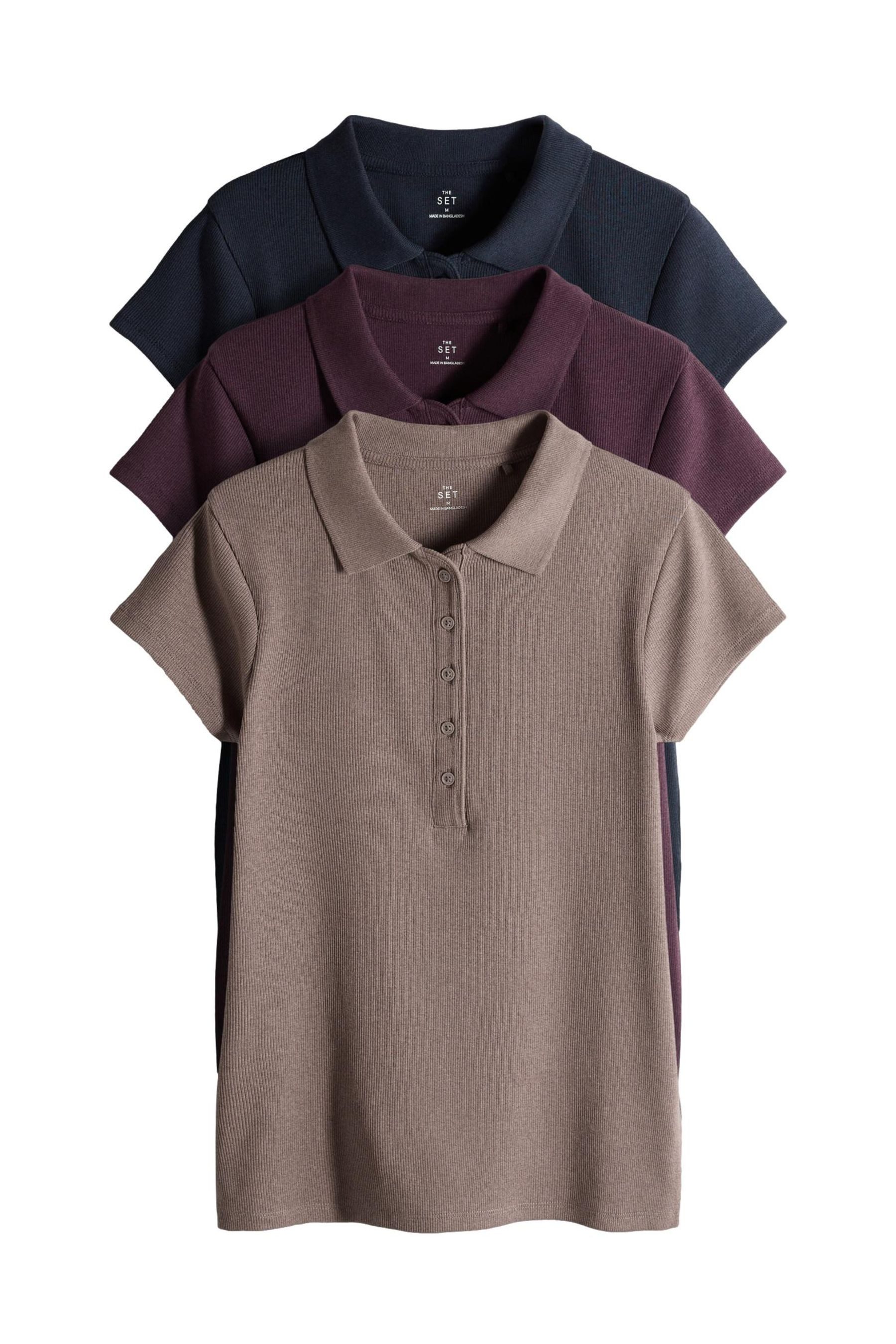 Kurzarmbluse The Set Jersey-Polooberteil, 3er-Pack