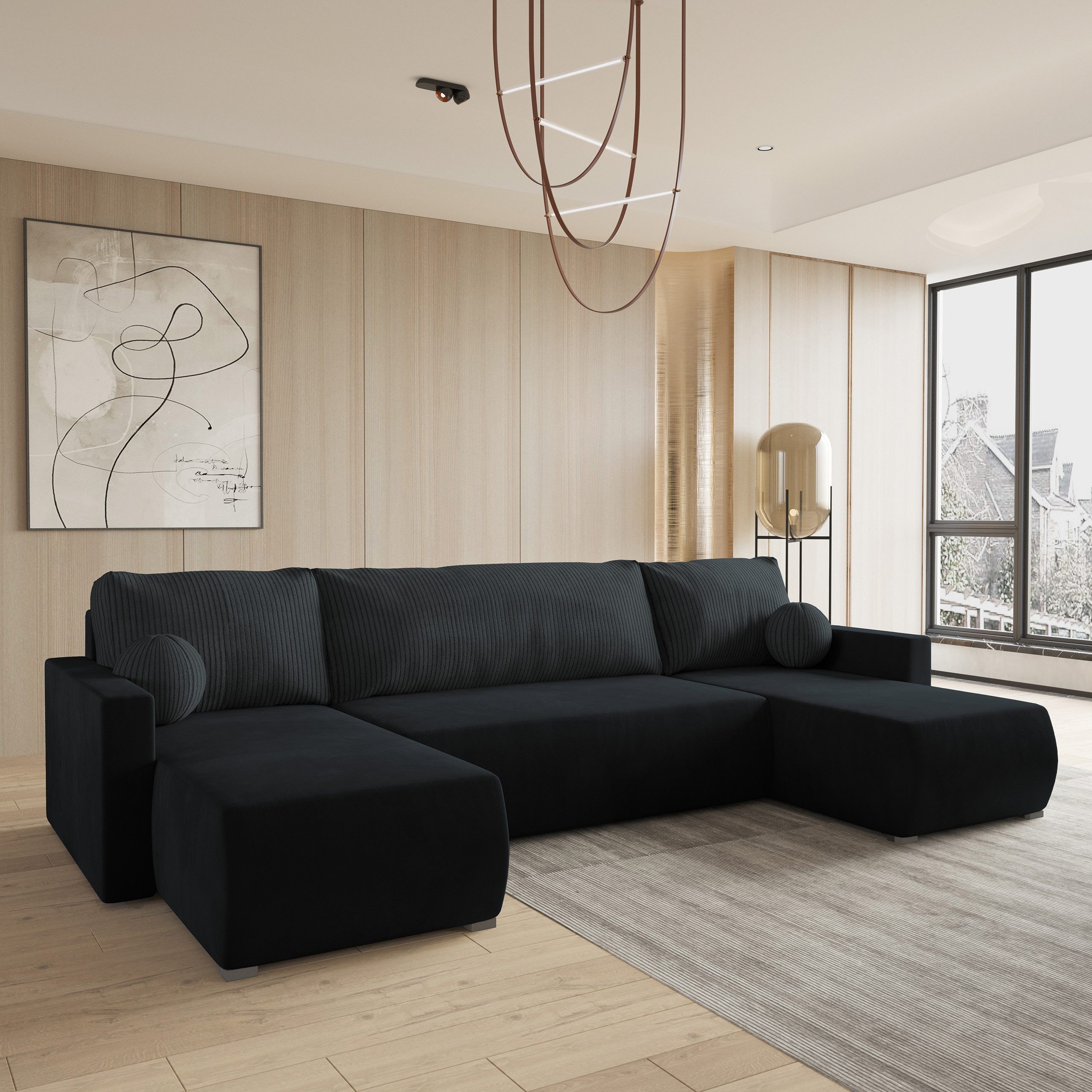 Masseno Ecksofa TESSUN mit Schlaffunktion U-Form, Sofa mit Bettkasten