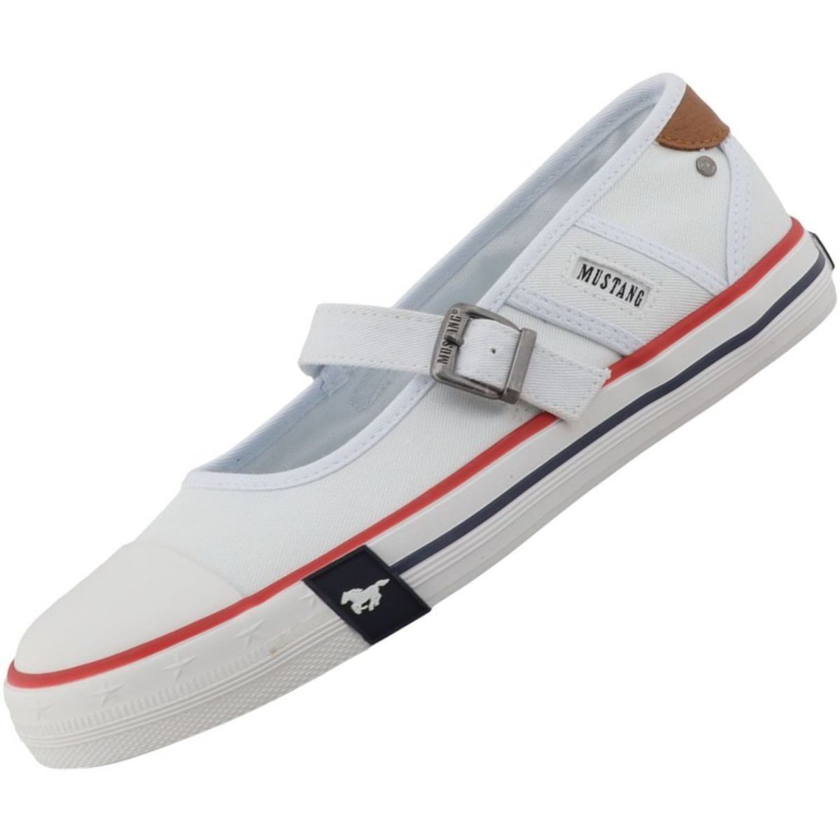 Mustang Shoes 26M0242015-white Ballerina Zwei Kultdesigns vereint – Ballerina im Canvas-Style