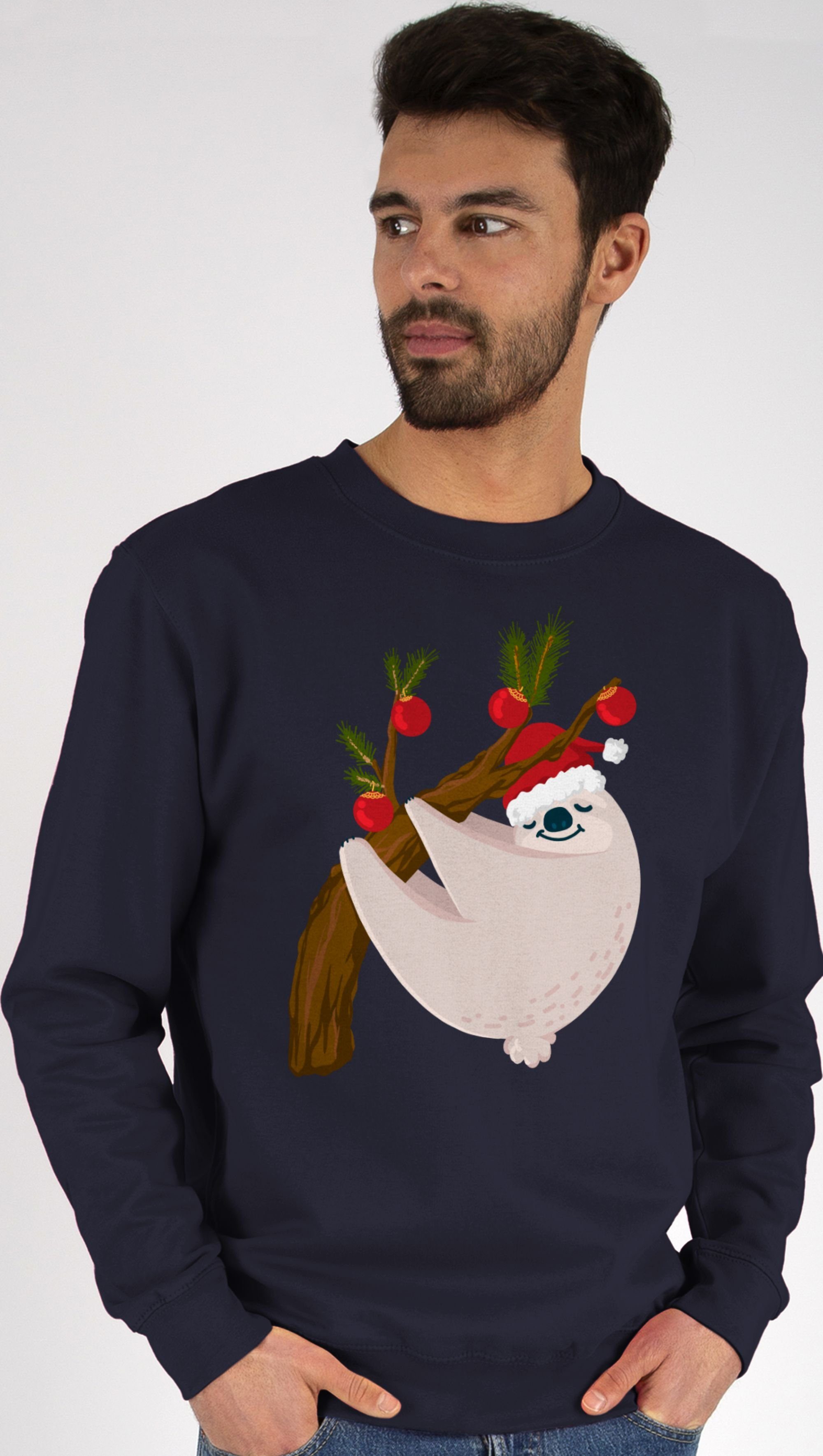 Weihnachten Weihachten Faultier (1-tlg) Dunkelblau 1 Sweatshirt Kleidung Shirtracer