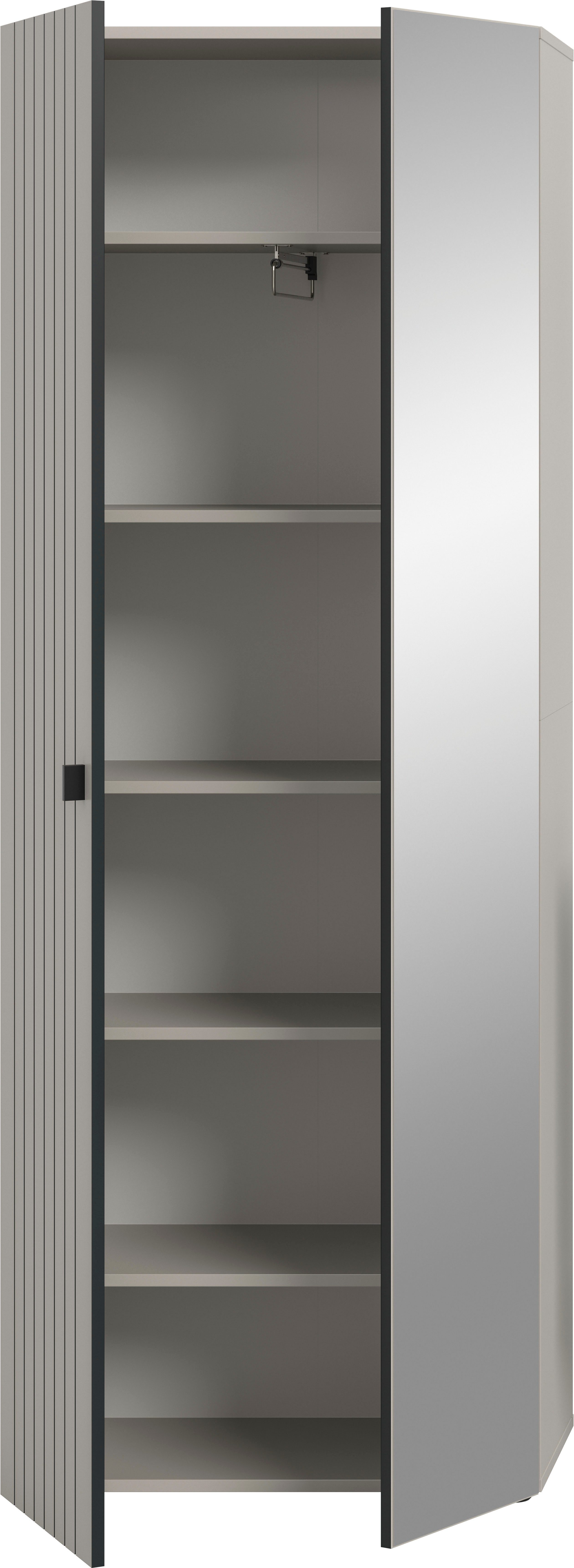 Home affaire Garderobenschrank TATIO, Höhe 192 cm, Rillenoptik, Spiegeltür (1-St) Garderobenschrank, Flurschrank, Dielenschrank – Bild 4 von 5