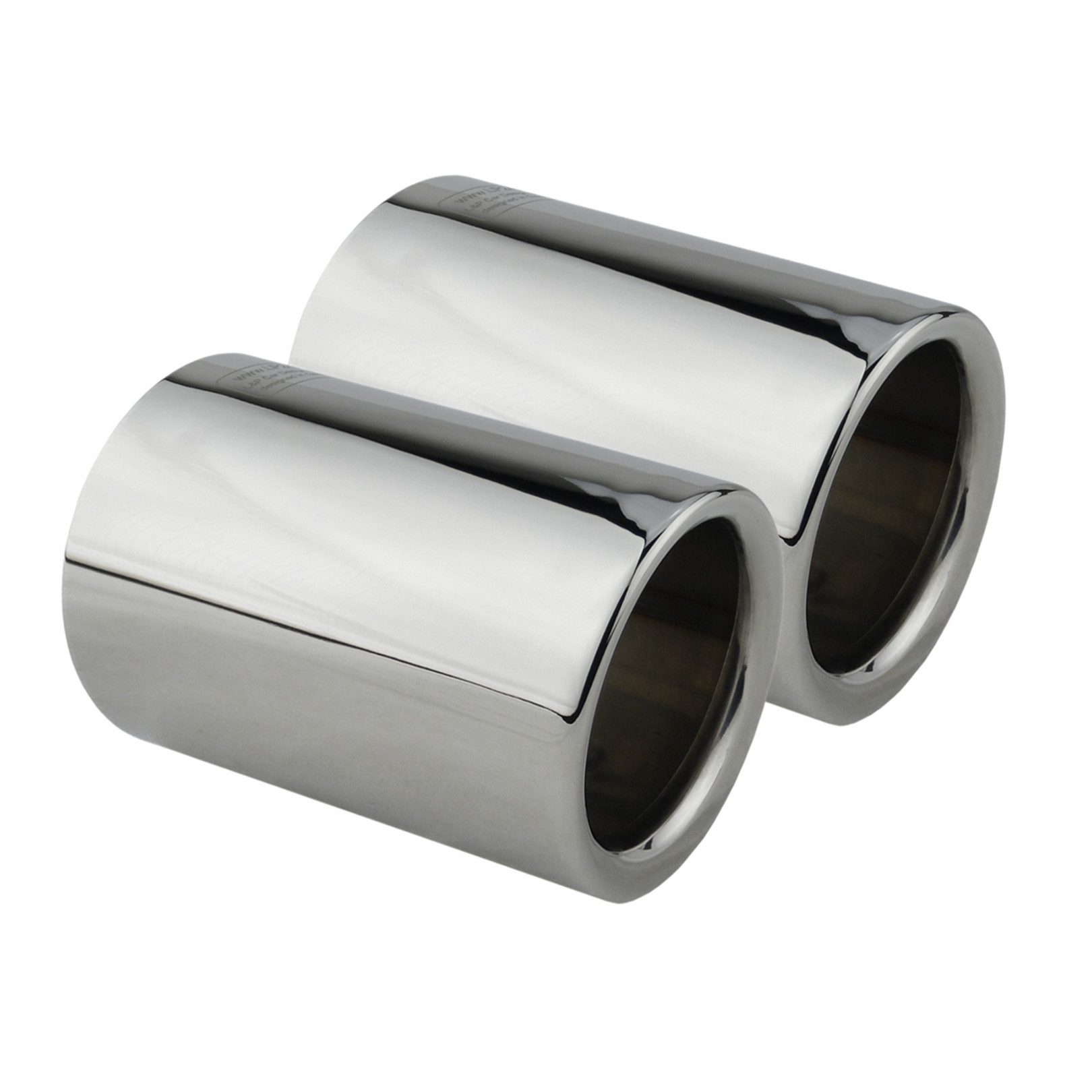 L & P Car Design Auspuff-Flexrohr 2 Endrohrblenden Chrom für BMW 1er 2er 3er 4er Edelstahl Poliert, 63 mm