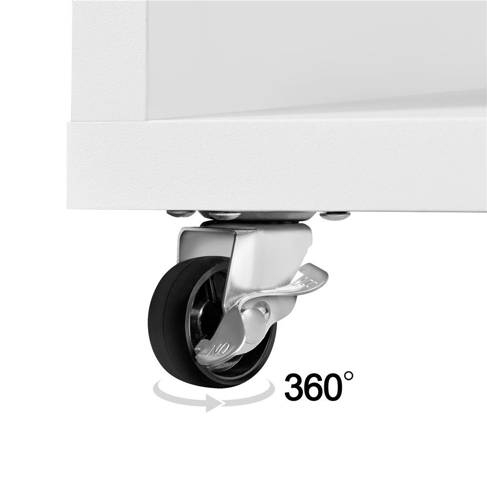 Yaheetech Aktenschrank mit Rollen, Schubladen und offenen Fächern