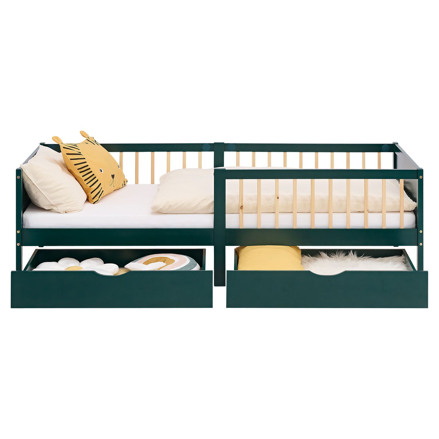 Homestyle4u Holzbett 90x200 Kinderbett 2 Bettkästen günstig online kaufen