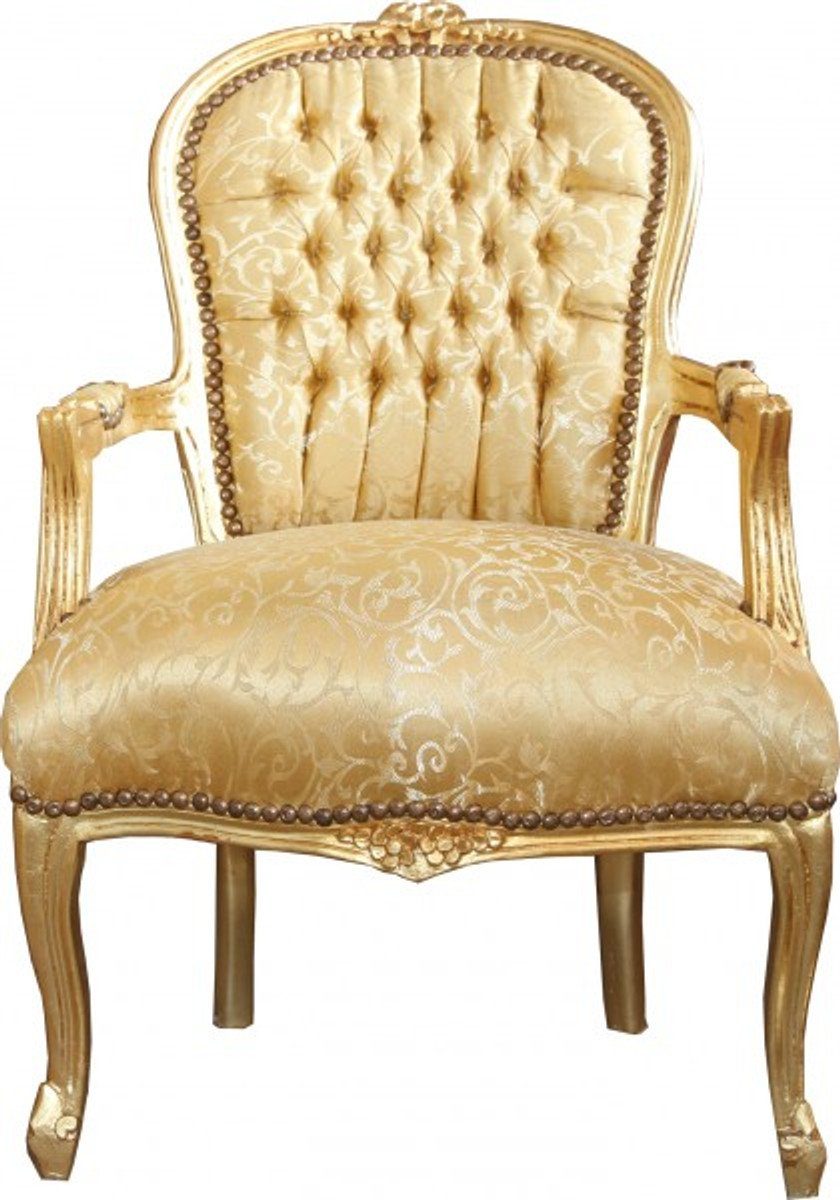 Casa Padrino Besucherstuhl Barock Salon Stuhl Gold Muster / Gold