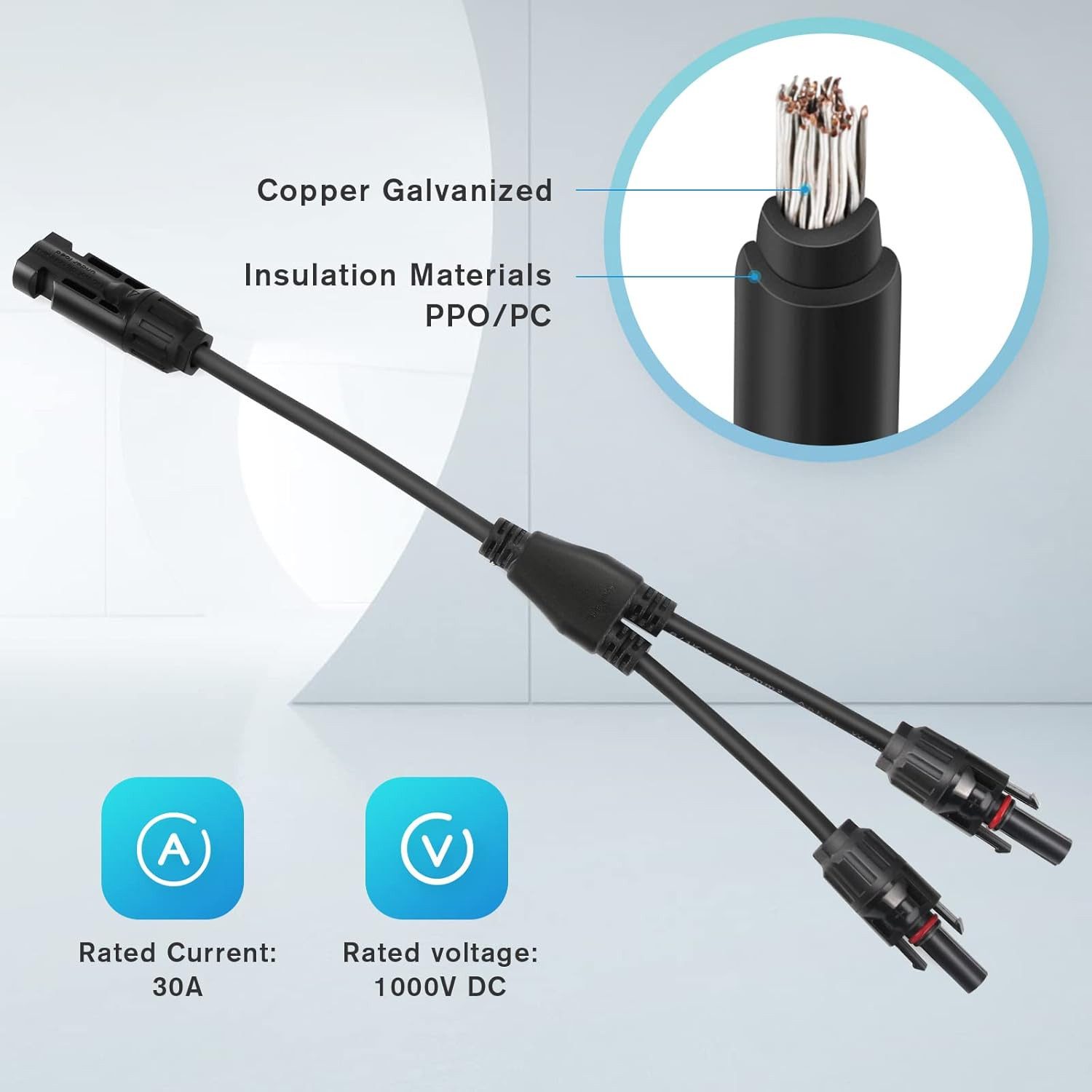 FELIXLEO Wechselrichter Solarpanel-Kabel Profi-Stecker Y-Stecker Solar-Adapter 1st, (2 St) – Bild 2 von 4
