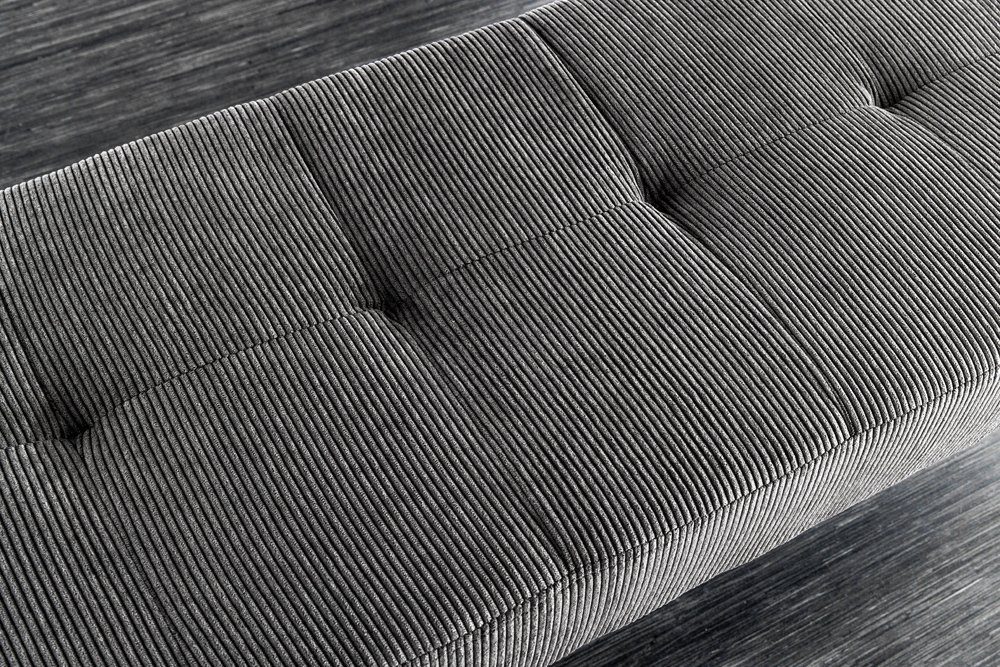 riess-ambiente Sitzbank BOUTIQUE 100cm dunkelgrau/schwarz - Cord-Bezug, Metallbeine (Einzelartikel, 1-St), bequeme Polsterung mit Ziernähten – ideal für Flur od – Bild 5 von 5
