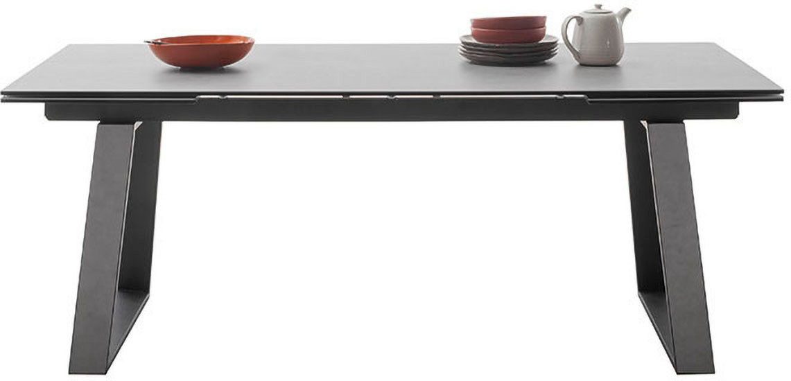 MCA furniture Esstisch NARBONNE Kufentisch 200-300 cm (Einzelstück), Keramik,Metall,Stirnauszug,ausziehbar,Tischplatte 13 mm,10-12 Personen