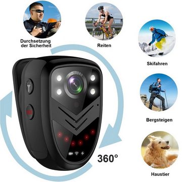 yozhiqu HD 1080P Mini Car Recorder, 64GB SD Karte, Nachtsicht IR Überwachungskamera (1-tlg., Wearable mit LED-Licht, Loop-Aufnahme, Steuerung über mobile App)