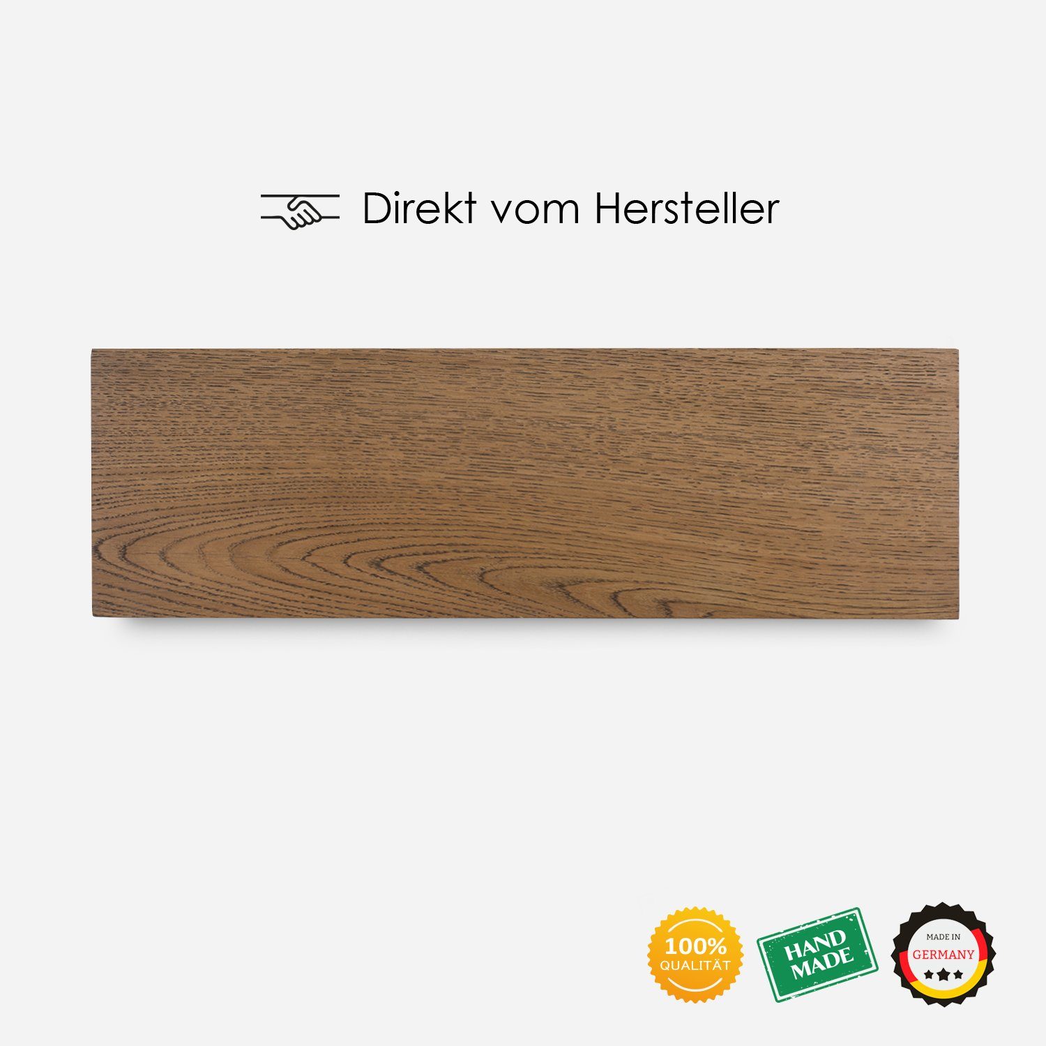 Rikmani Wandregal Holz Made massiv Handgefertigtes Eiche Regal Dunkel Germany HOLY, - in