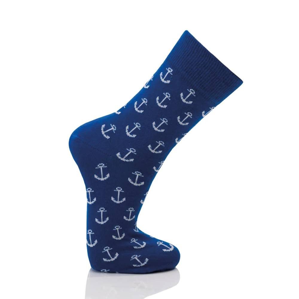 HomeOfSocks Socken Maritime, Trendige Anker Socken Weiche Maritime Baumwollsocken mit Kuscheliger Passform Und Hohem komfort Blau