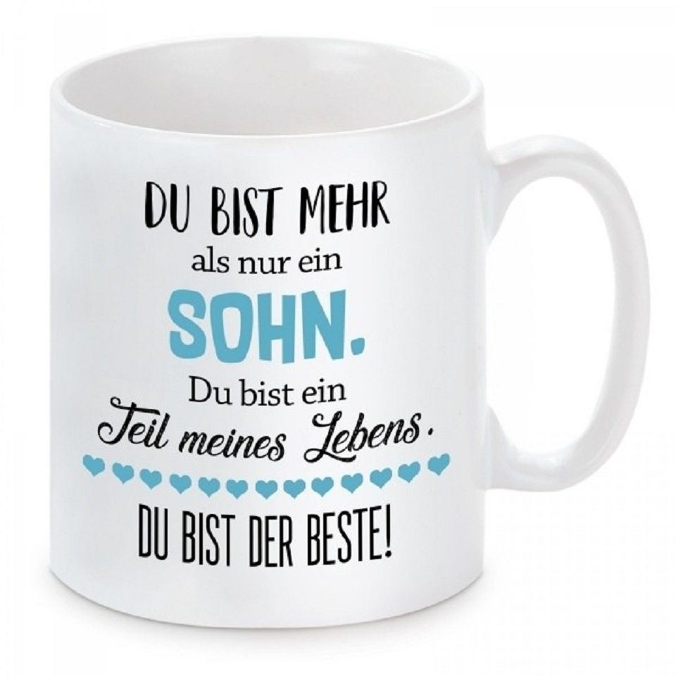 Herzbotschaft Tasse Kaffeebecher mit Motiv Du bist mehr als nur ein Sohn, Keramik, Kaffeetasse spülmaschinenfest und mikrowellengeeignet