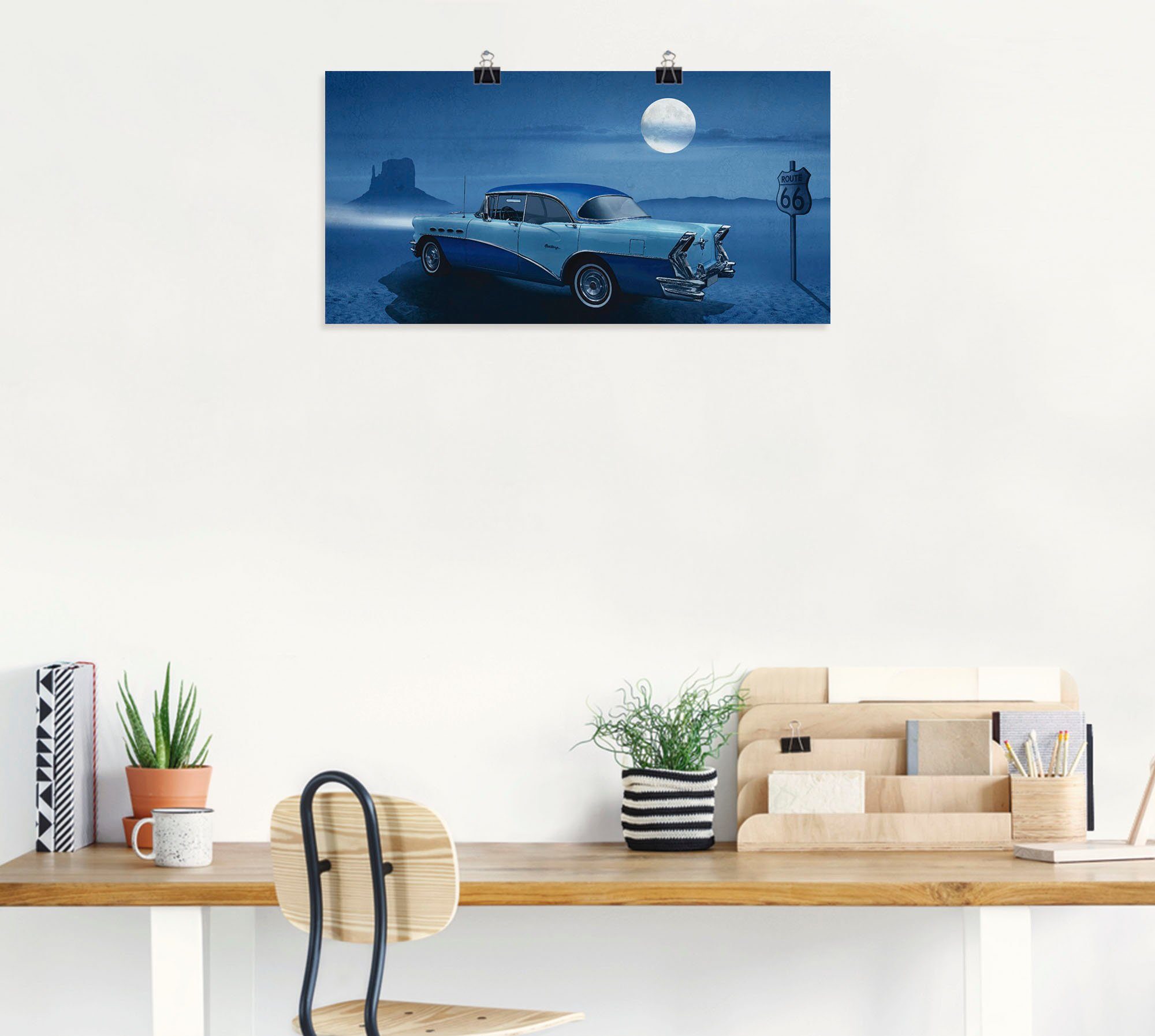 in (1 Nacht versch. St), Blaue Leinwandbild, Artland Größen auf Wandbild als Wandaufkleber Route Auto 66, Poster der oder