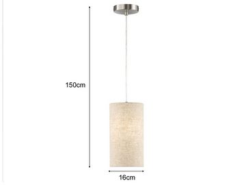 meineWunschleuchte LED Pendelleuchte, Dimmfunktion, LED wechselbar, Warmweiß, Designklassiker einflammig hängend Lampenschirm Leinen Beige Ø16cm