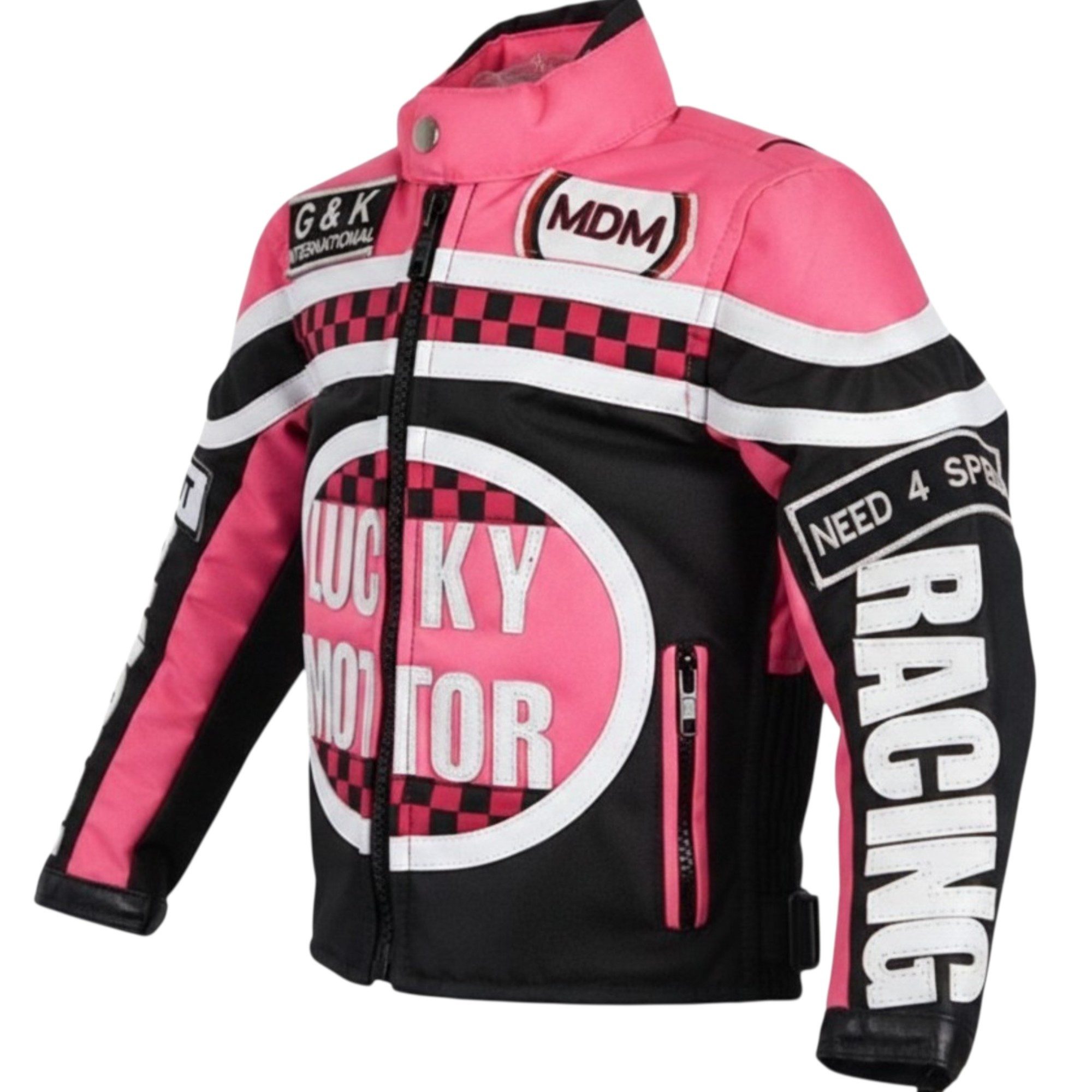 MDM Motorradjacke Kinder Motorradjacke Racing Stil mit Protektoren (Kinder Motorradjacke im Racing Stil mit Protektoren) Kinder Motorradjacke im Racing Stil, 500D Textil