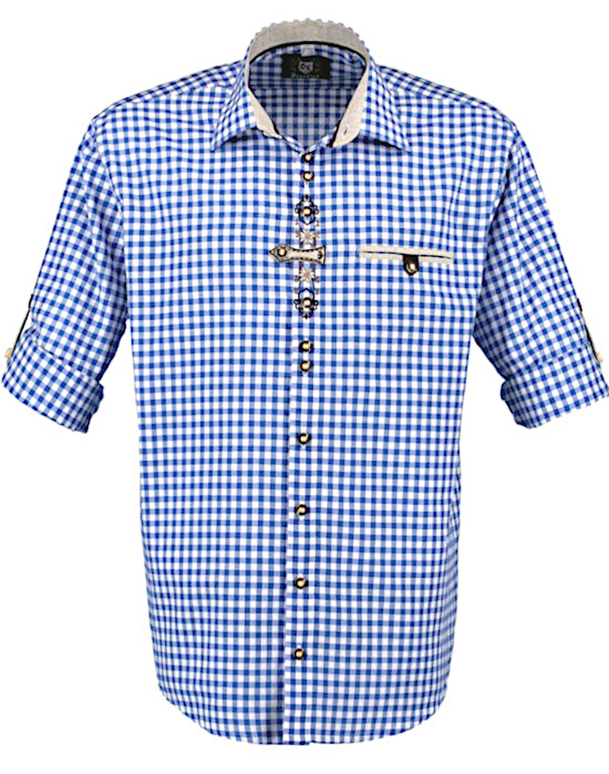 OS Trachten Trachtenhemd TH-0251 Stickerei Krempelarm Kentkragen, Regular F günstig online kaufen