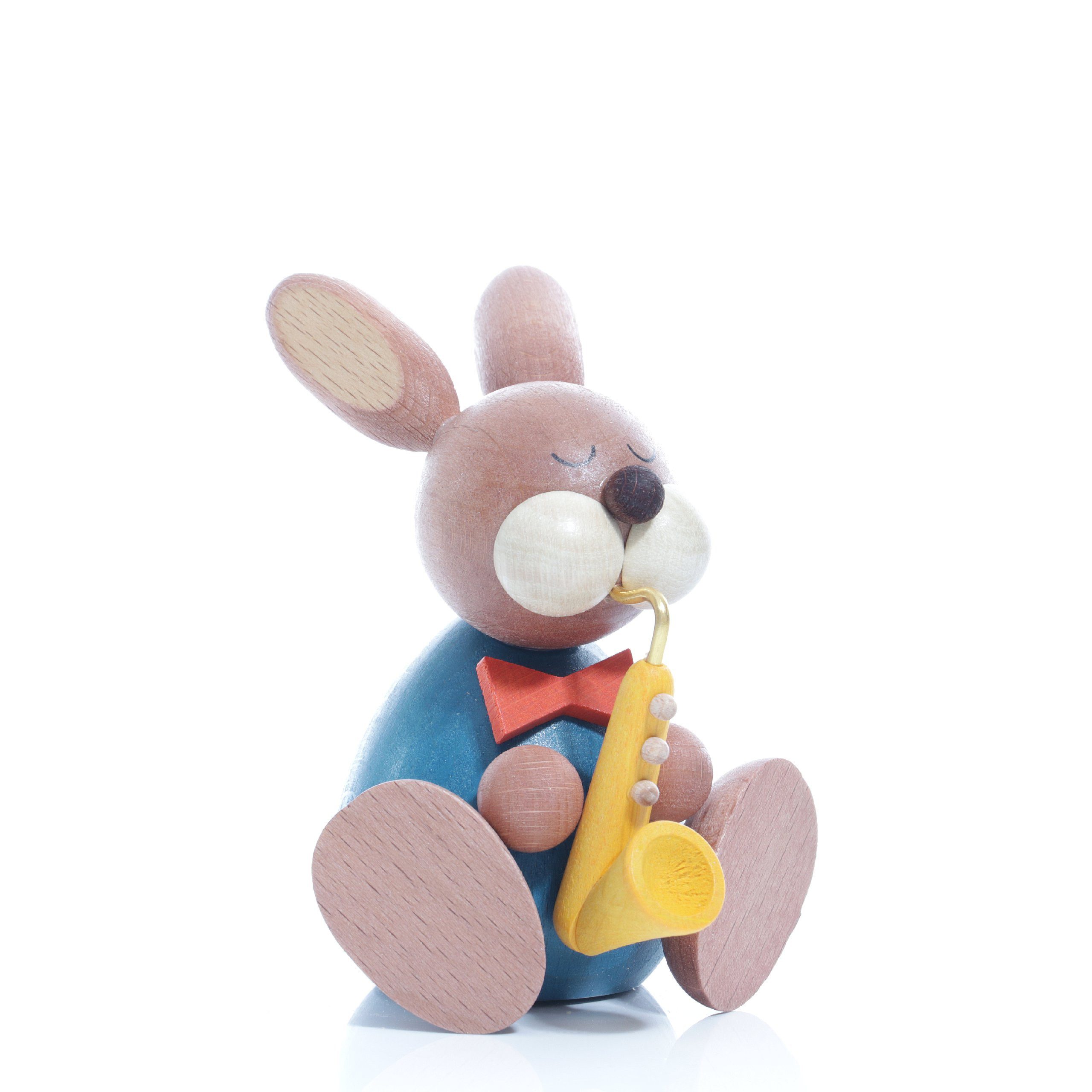 Ullrich Kunsthandwerk Osterhase Osterdekoration Osterhase mit Saxophon Höhe 9cm NEU